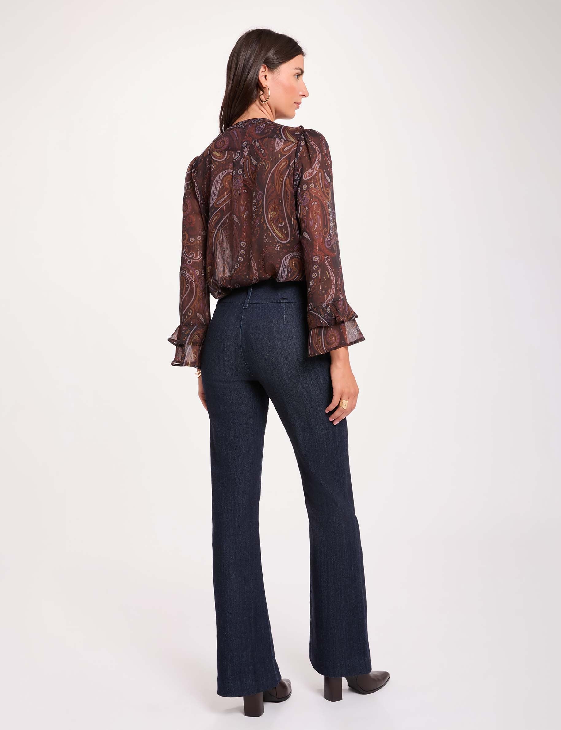 Chemise voile col v multicolore femme