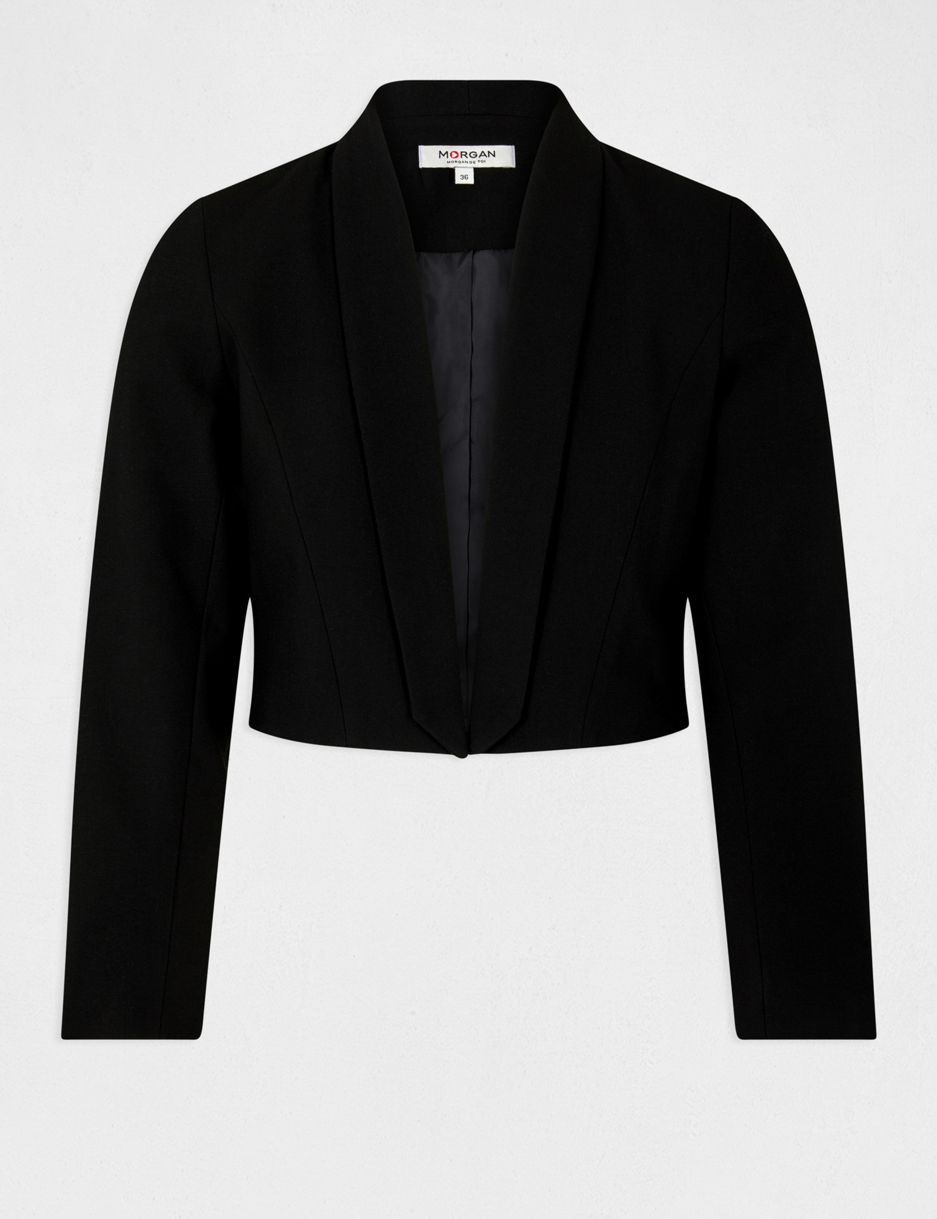 Veste boléro droite manches 3/4 noir femme Veste boléro droite manches 3/4 noir femme
