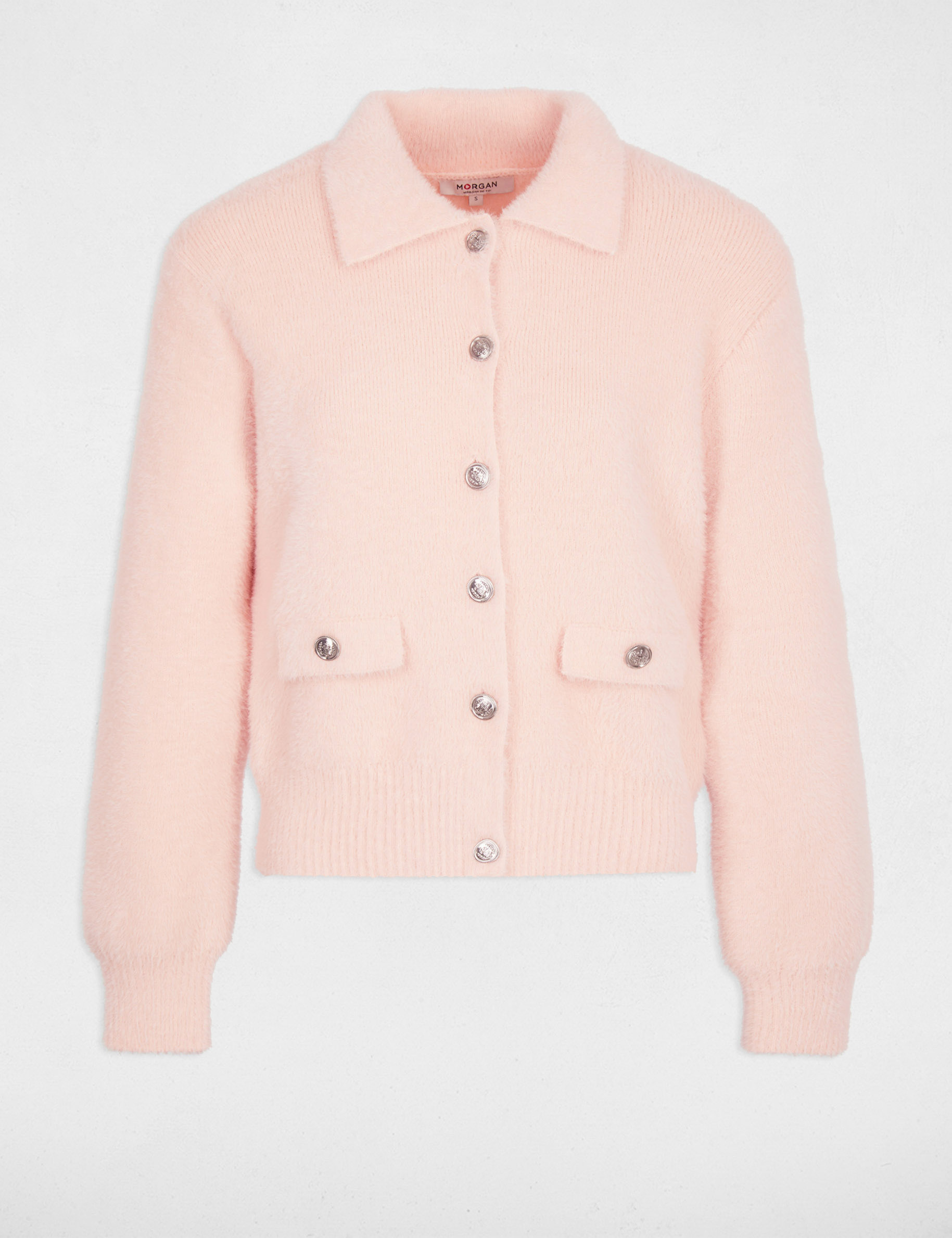Veste fluide col &agrave; revers rose clair femme