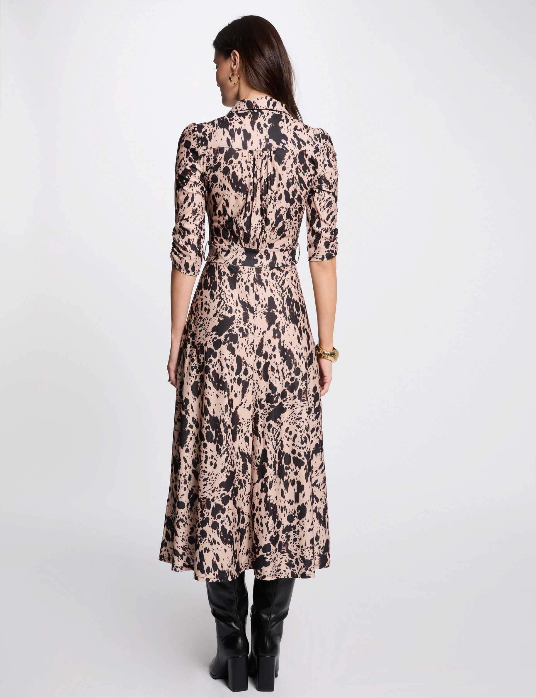 Robe midi droite imprim&eacute;e multicolore femme