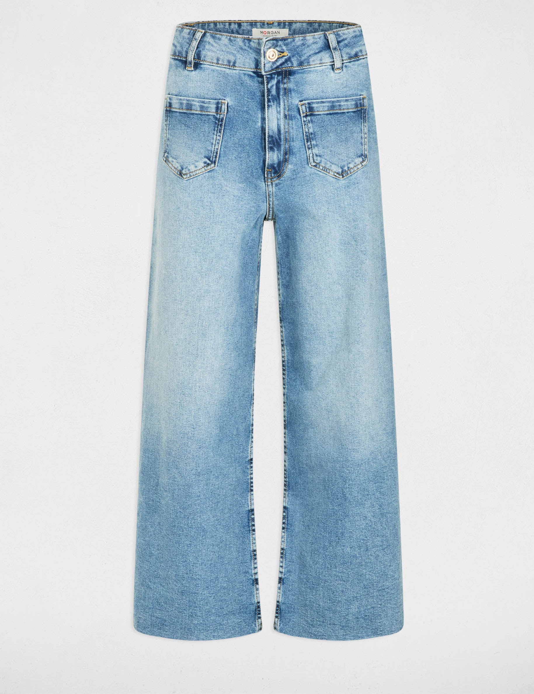 Jean large taille haute denim double stone femme