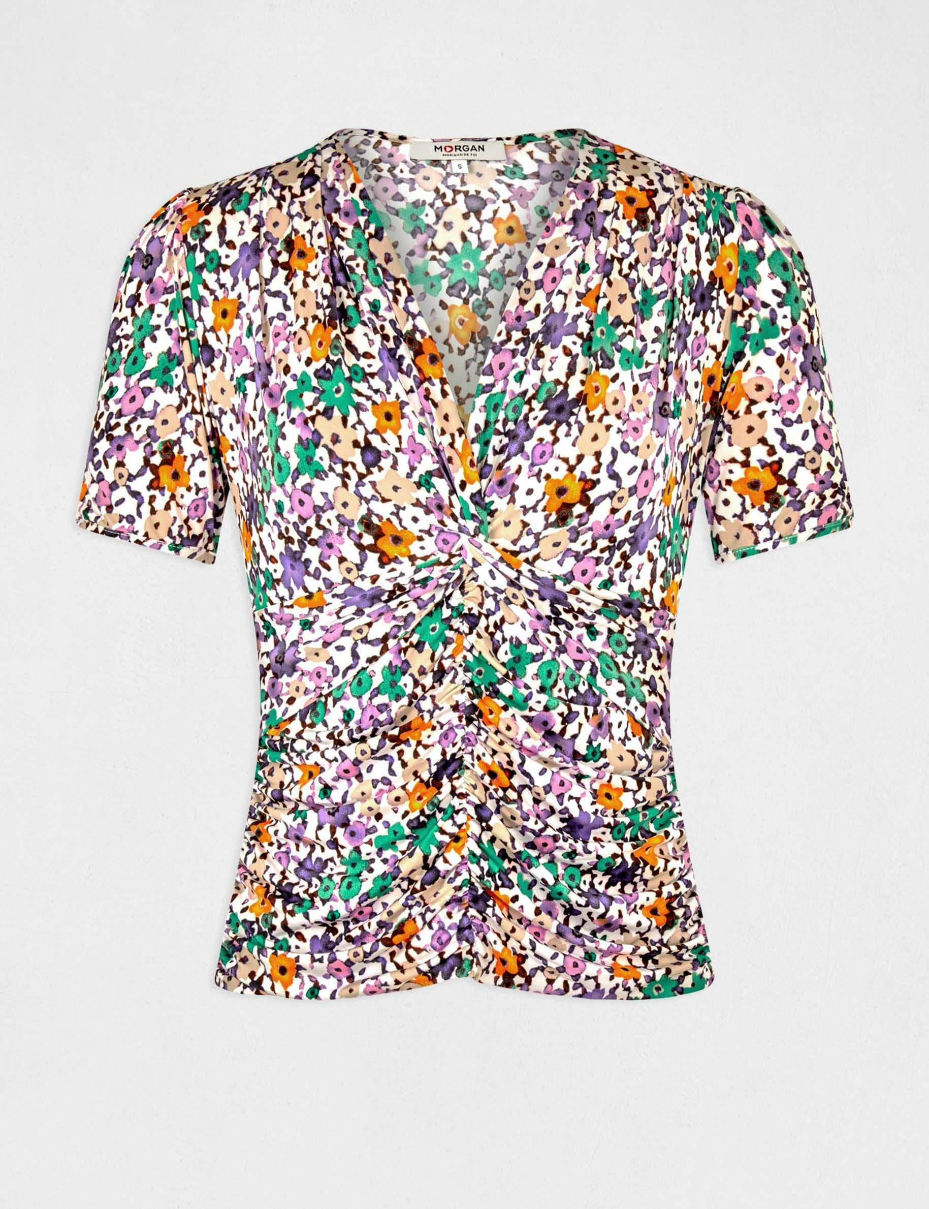 T-shirt manches courtes imprimé floral multico femme T-shirt manches courtes imprimé floral multico femme