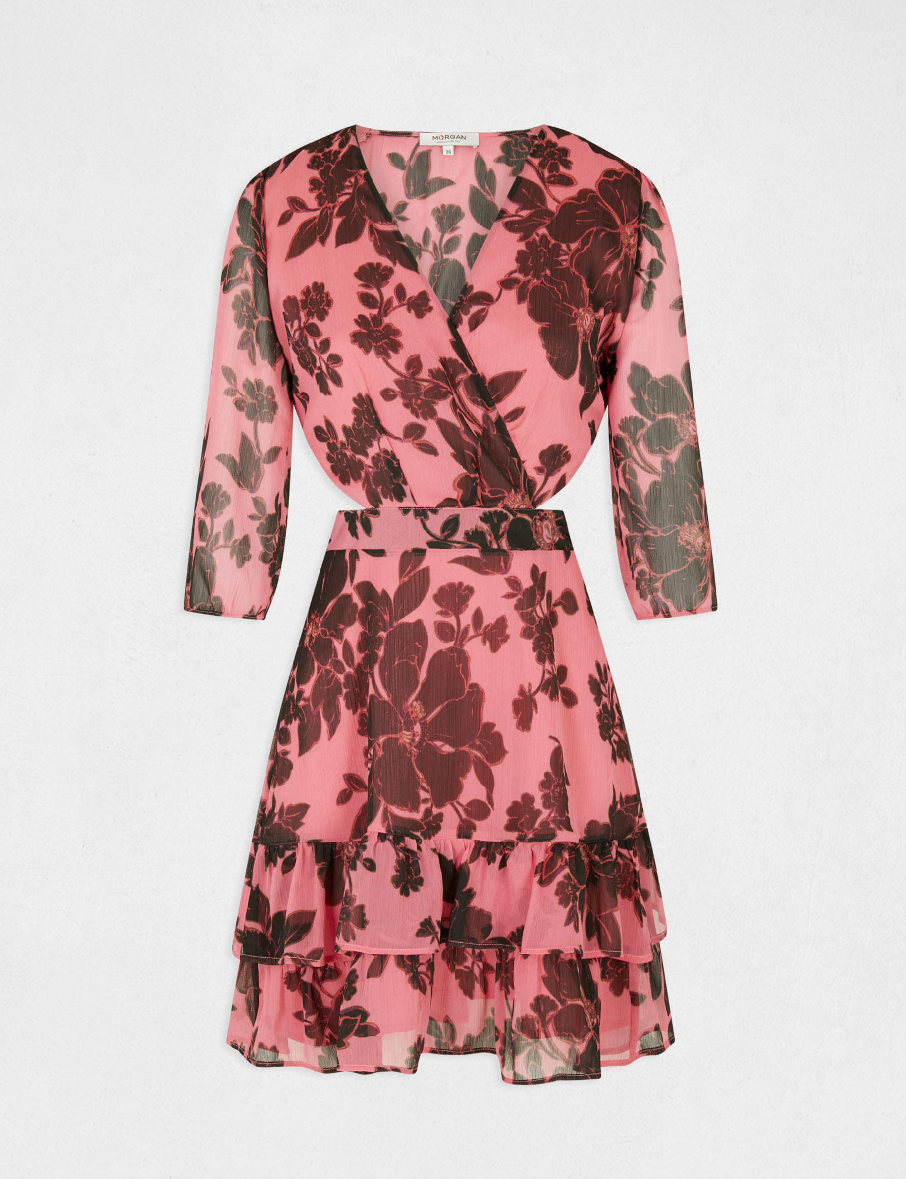 Robe D’automne Femme Imprimé Floral – Col Rond, Manches Courtes, Tissu Respirant, Coupe Mi-longue