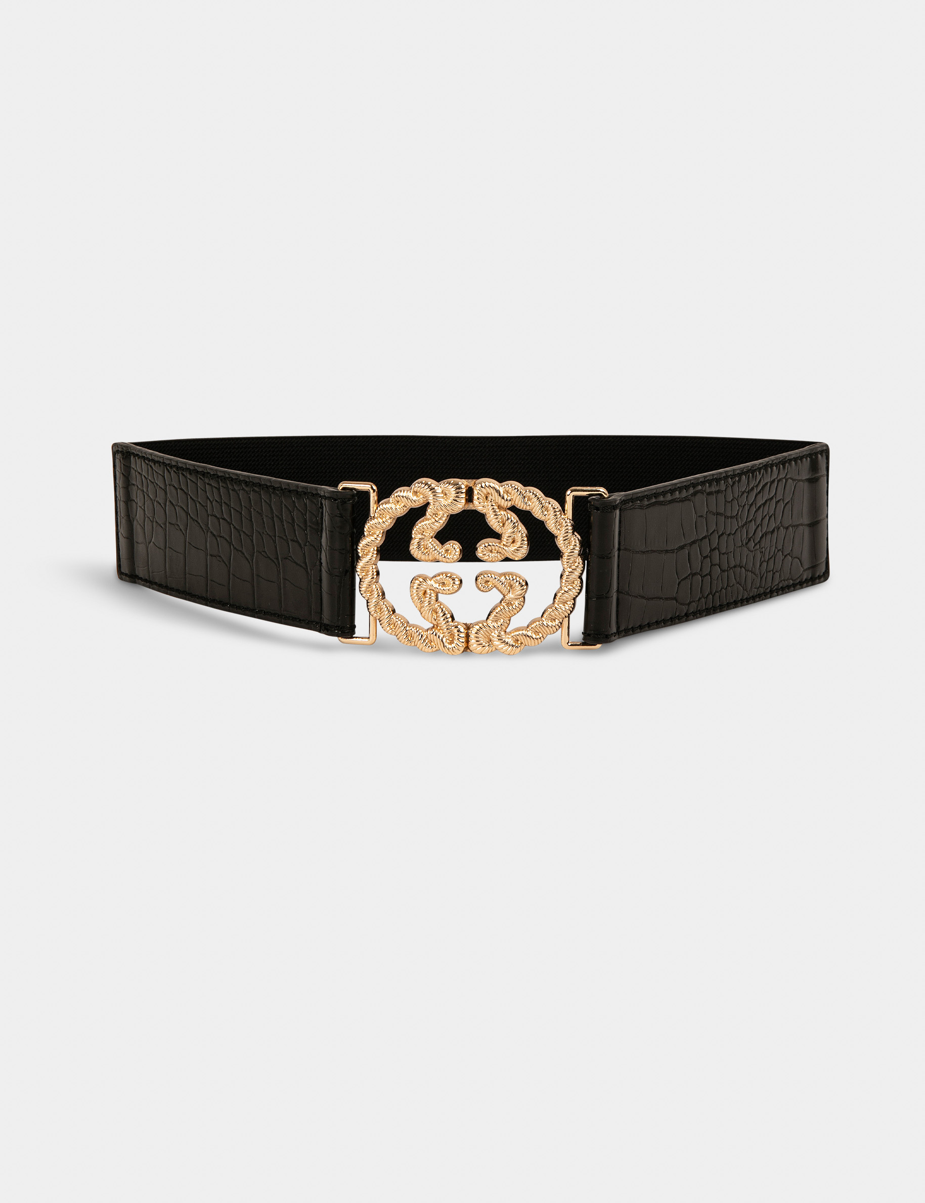 Ceinture élastiquée avec boucle noeud noir femme Ceinture élastiquée avec boucle noeud noir femme