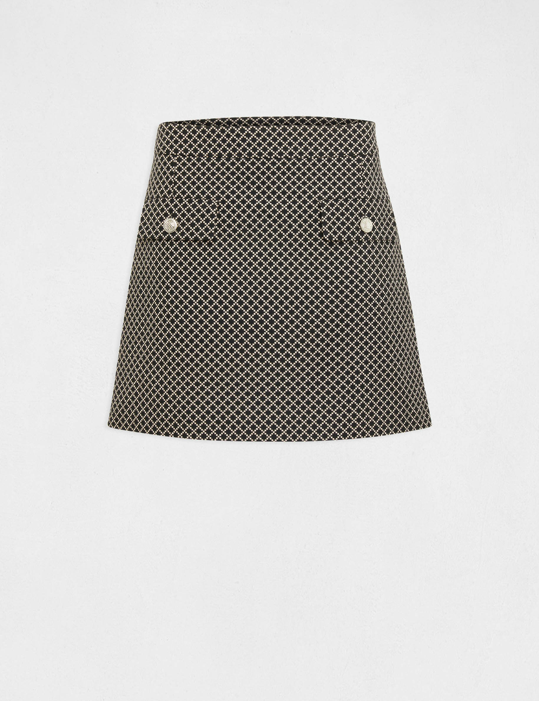 jupe droite imprime geometrique noir femme Jupe droite imprimé géométrique noir femme