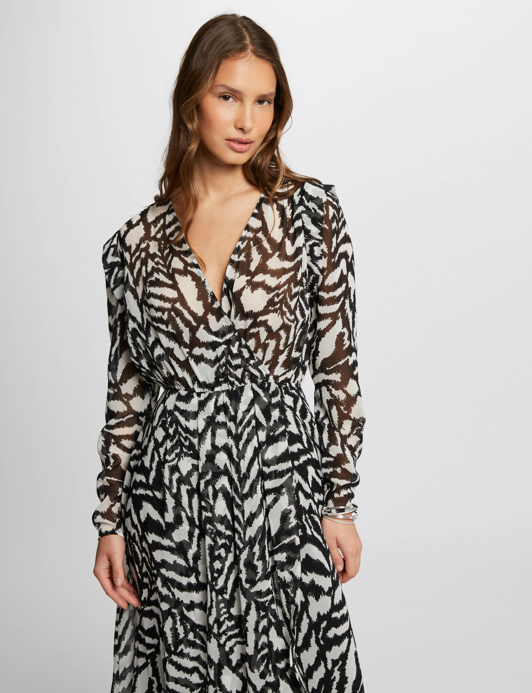 Robe longue imprim&eacute;e multico femme