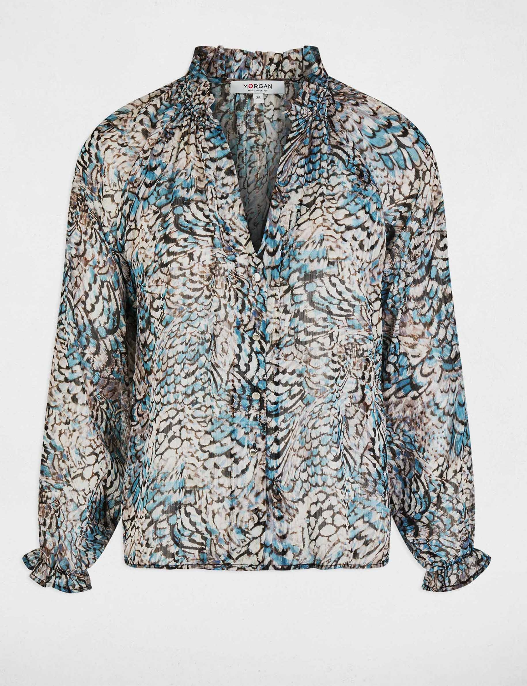 Chemise imprim&eacute;e col v multicolore femme