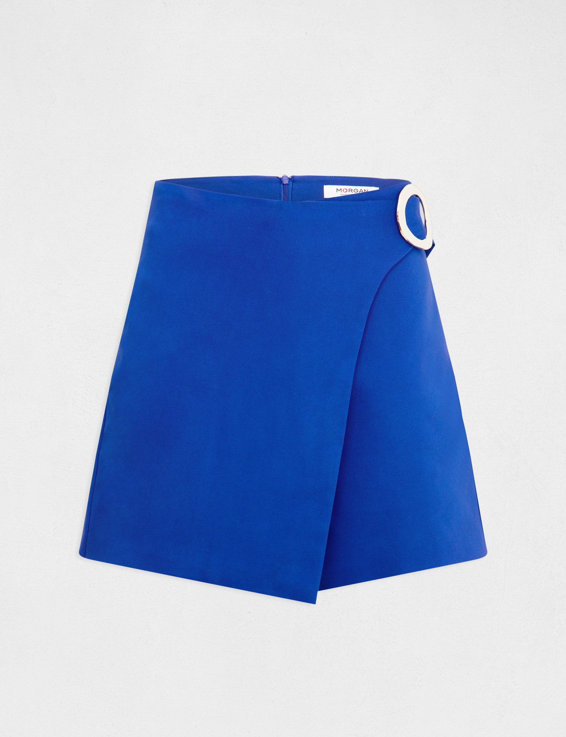 jupe short droite avec boucle bleu electrique femme Jupe-short droite avec boucle bleu electrique femme