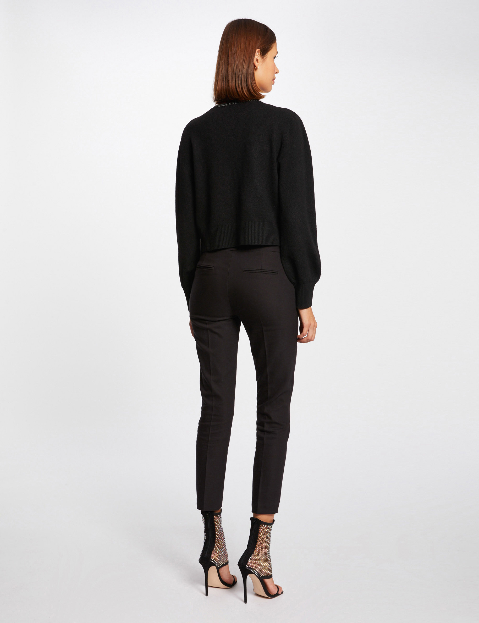 Gilet manches longues avec strass noir femme