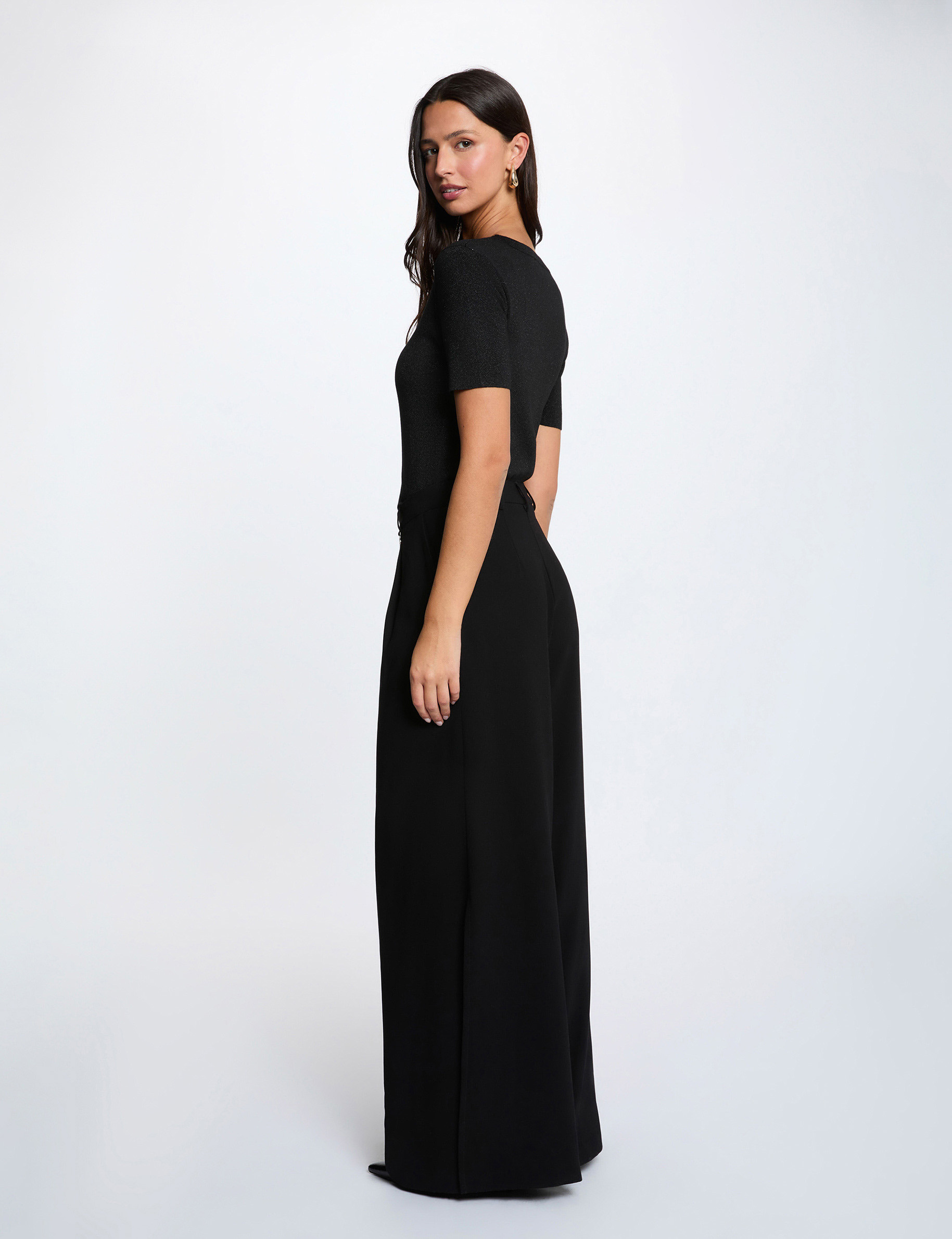 Pull col rond noir femme