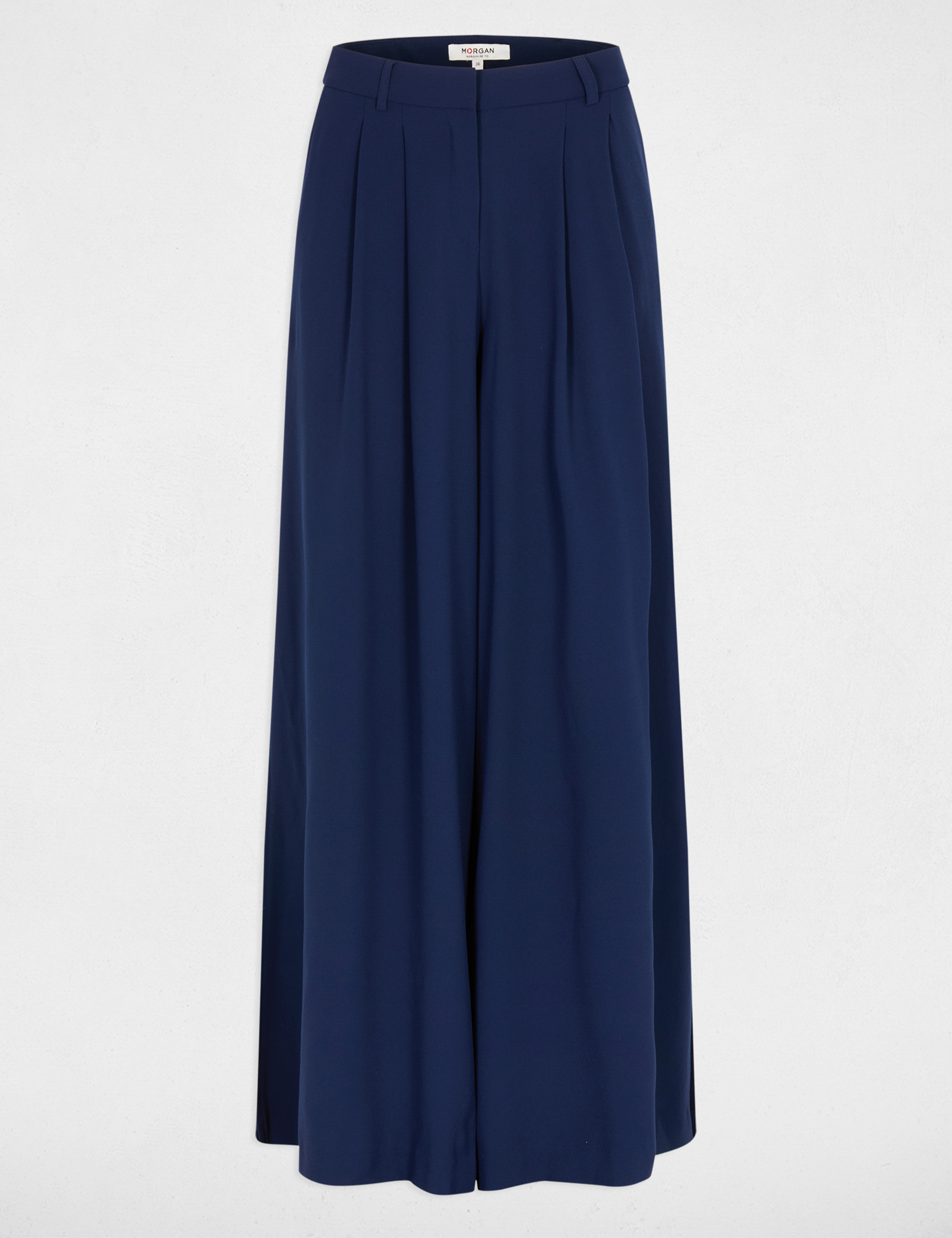 Pantalon large fluide bleu marine femme