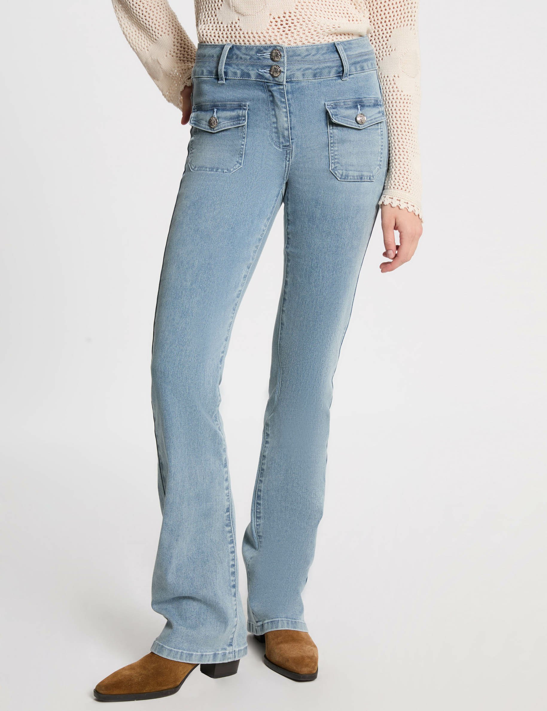 jeans bootcut taille haute denim bleach femme Jeans bootcut taille haute denim bleach femme