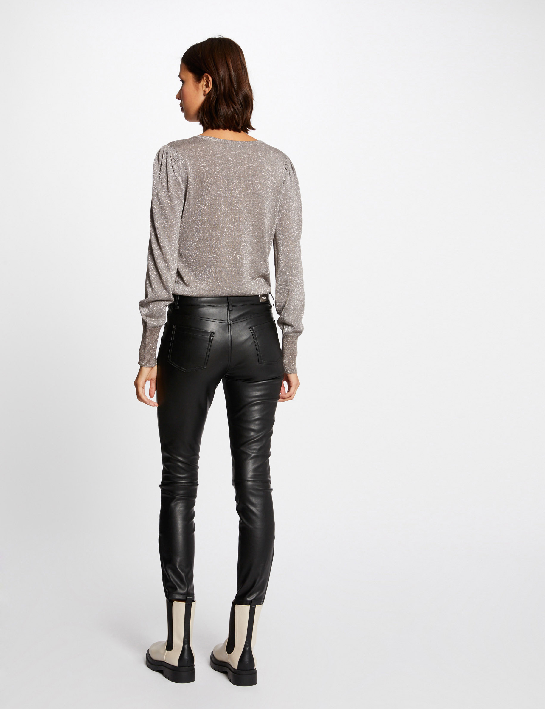 Pull manches longues avec boutons taupe femme Pull manches longues avec boutons taupe femme
