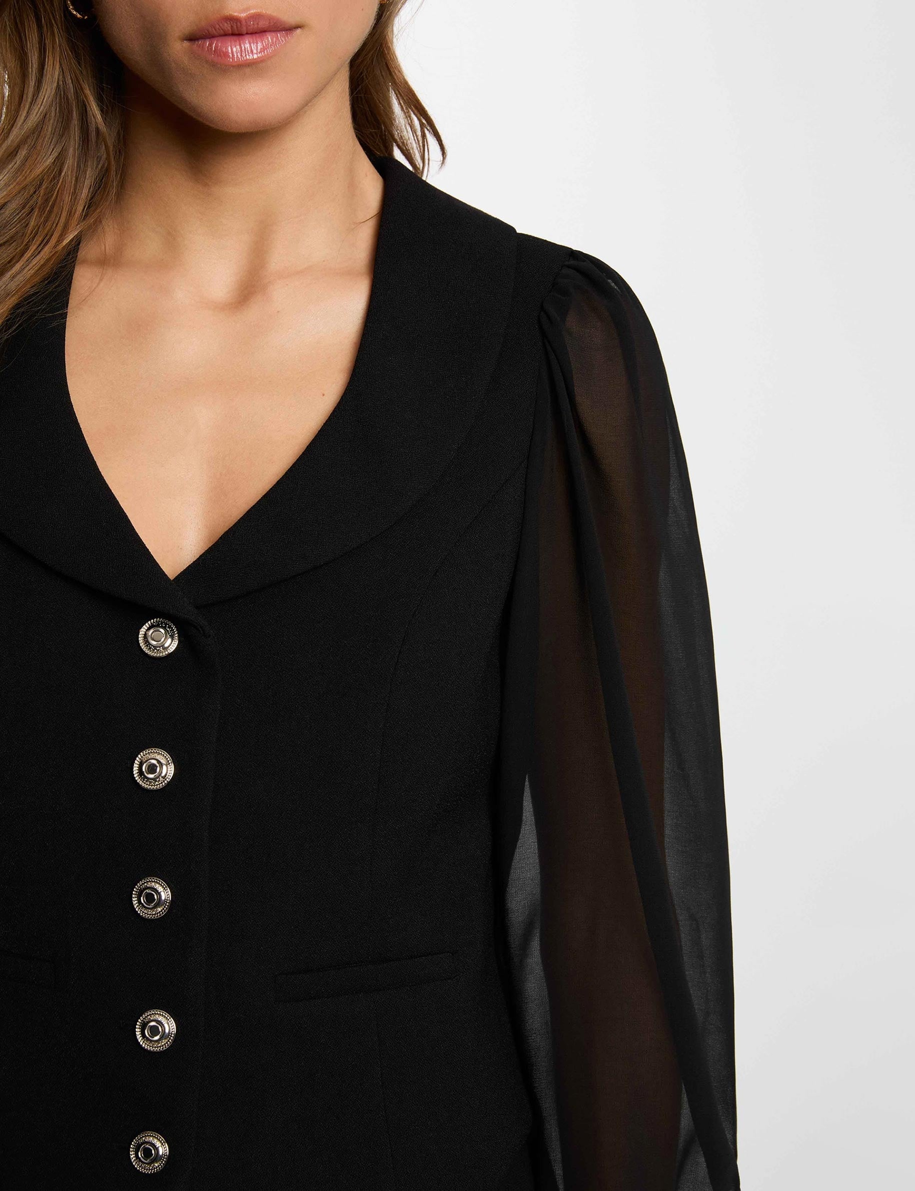 Gilet manches bouffantes noir femme