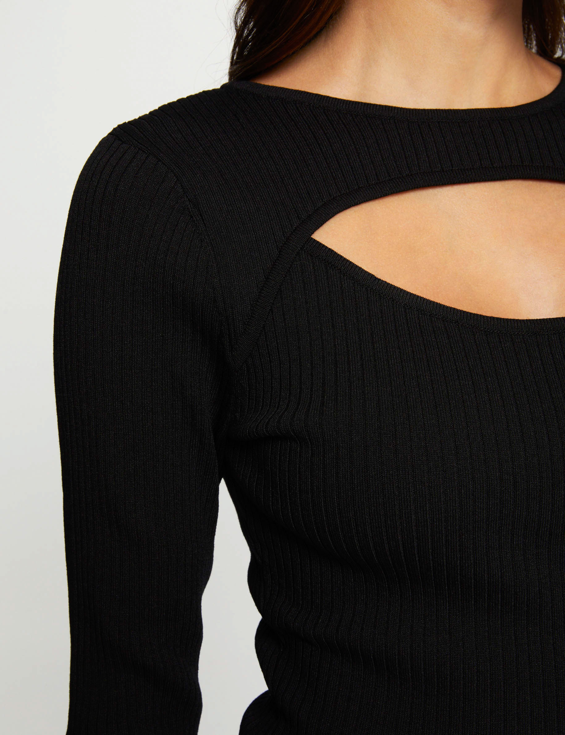 Robe pull ajustée à ouverture noir femme