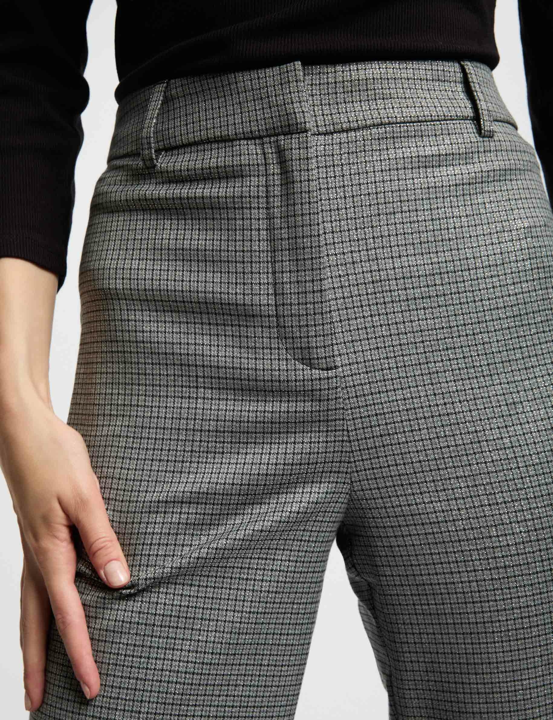 Pantalon ajuste a carreaux gris moyen femme Morgan