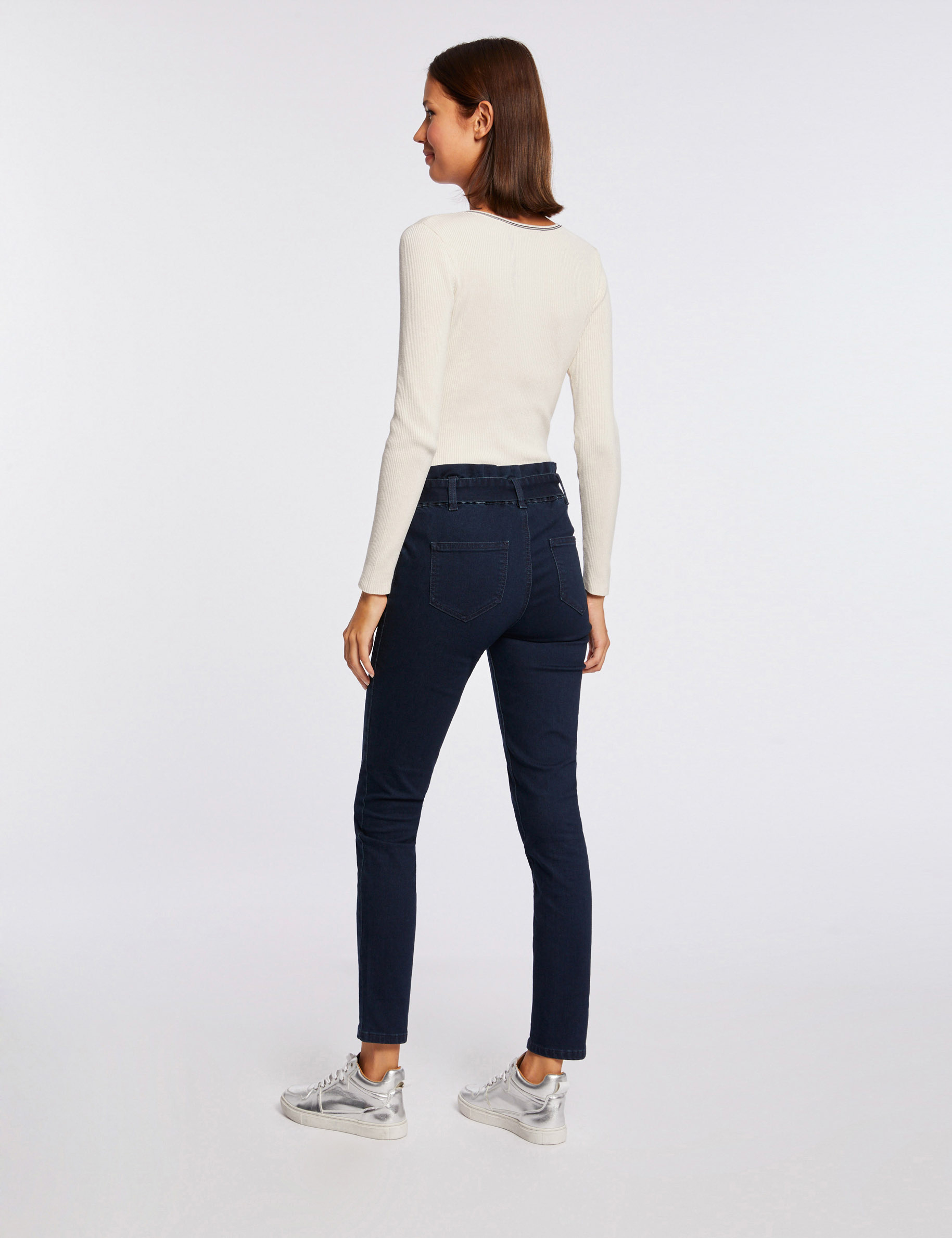Pull manches longues à col en V ivoire femme Pull manches longues à col en V ivoire femme