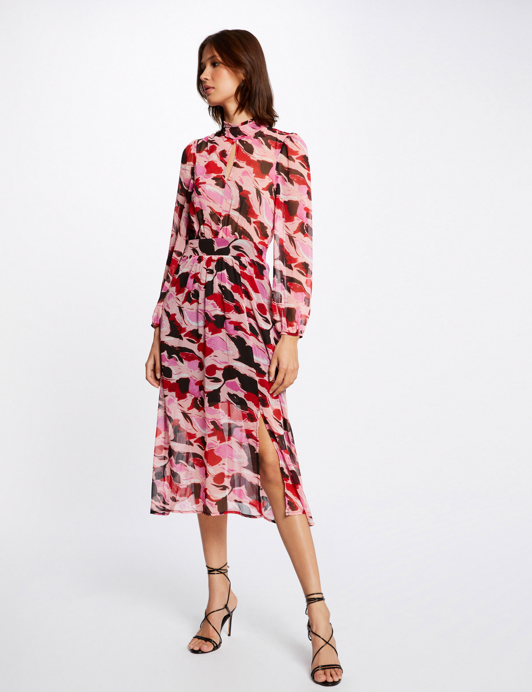 Robe midi droite imprimé abstrait multico femme Robe midi droite imprimé abstrait multico femme