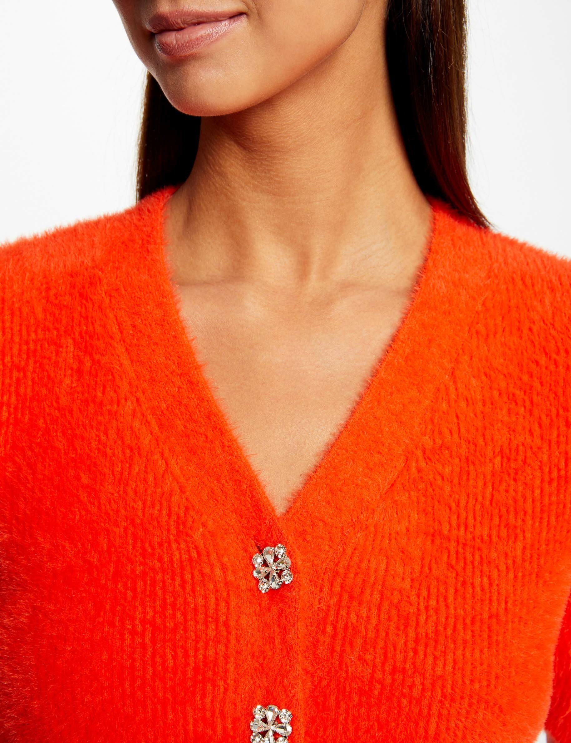 pull manches courtes a boutons orange femme Pull manches courtes à boutons orange femme