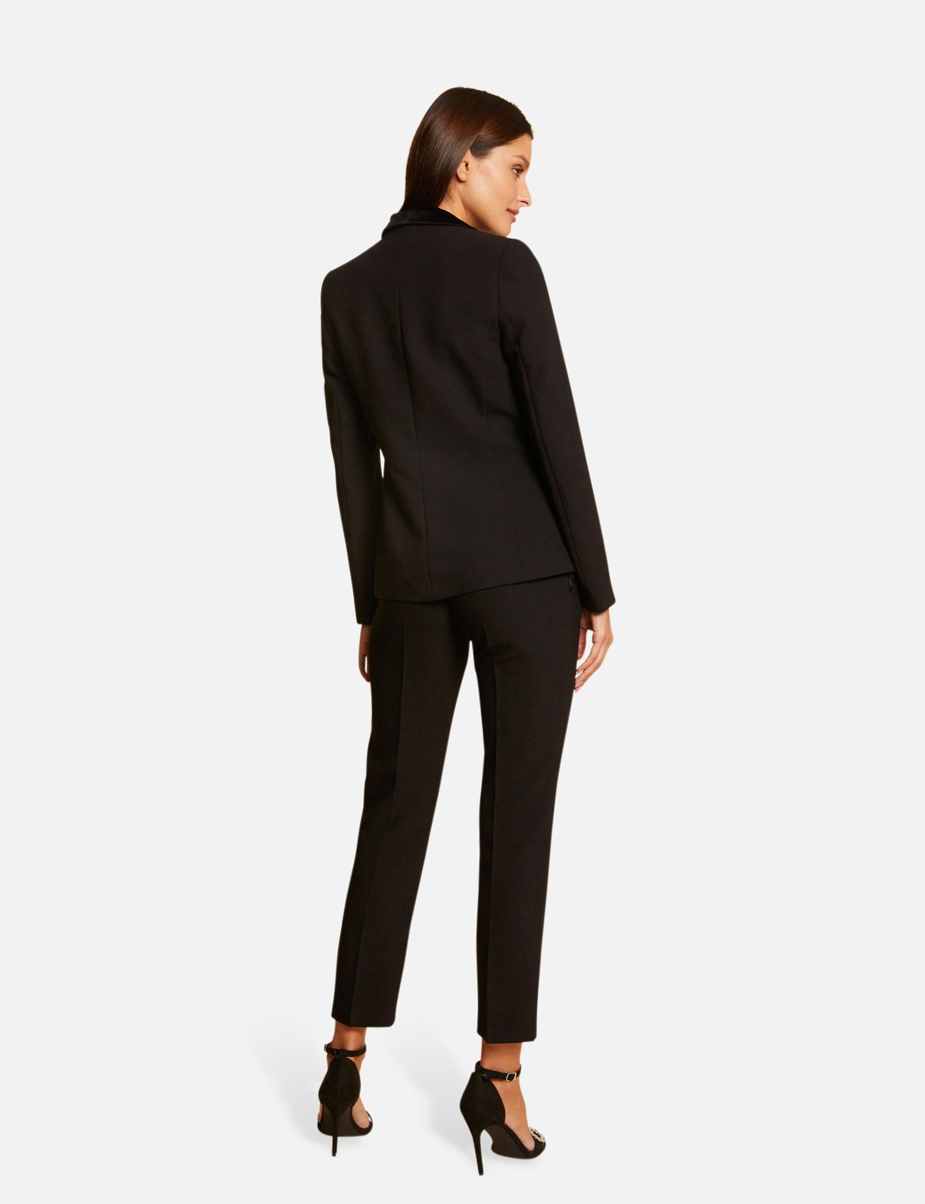 Veste tailleur cintrée détails velours noir femme Veste tailleur cintrée détails velours noir femme