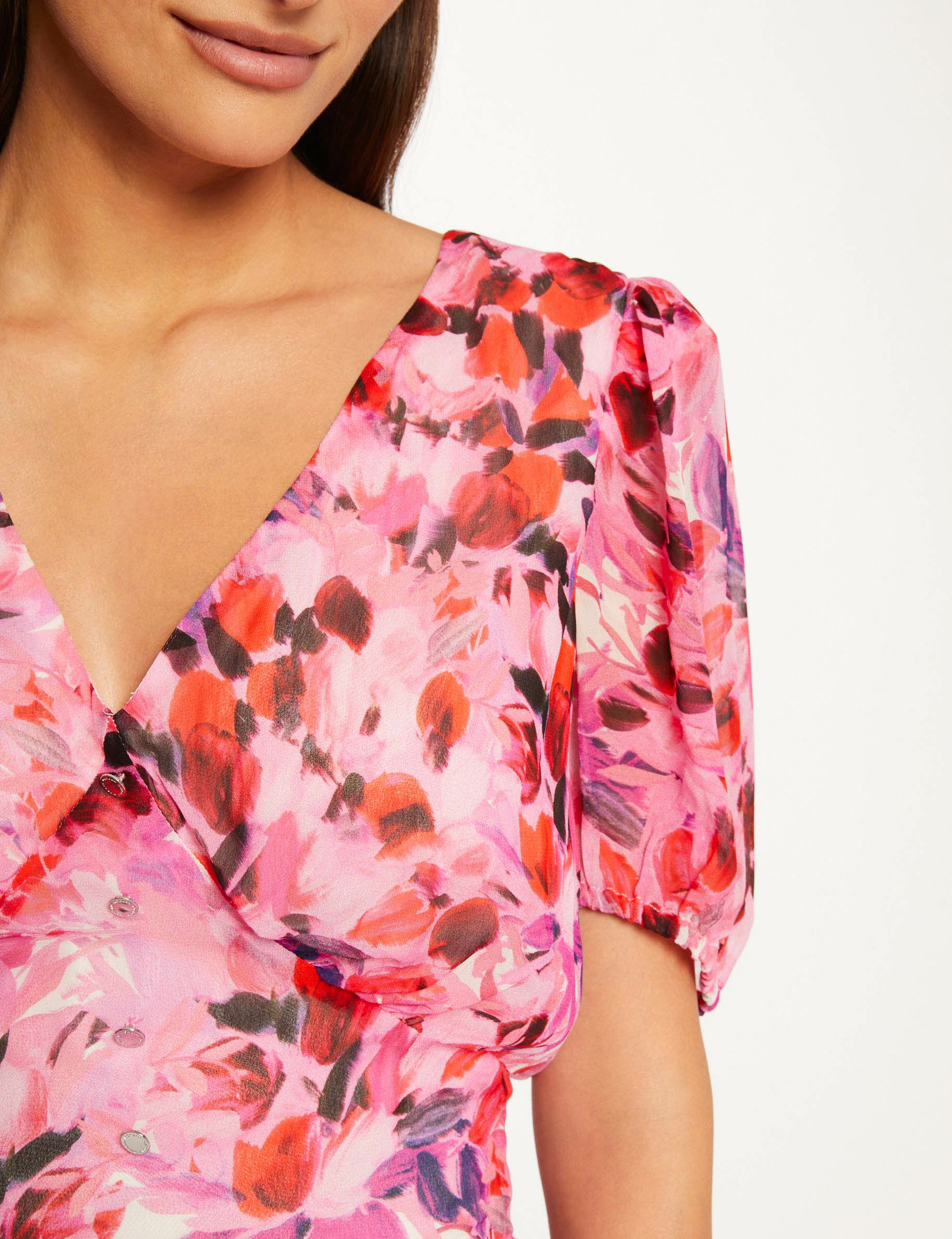 robe cintree col en v imprime floral multico femme Robe cintrée col en V imprimé floral multico femme