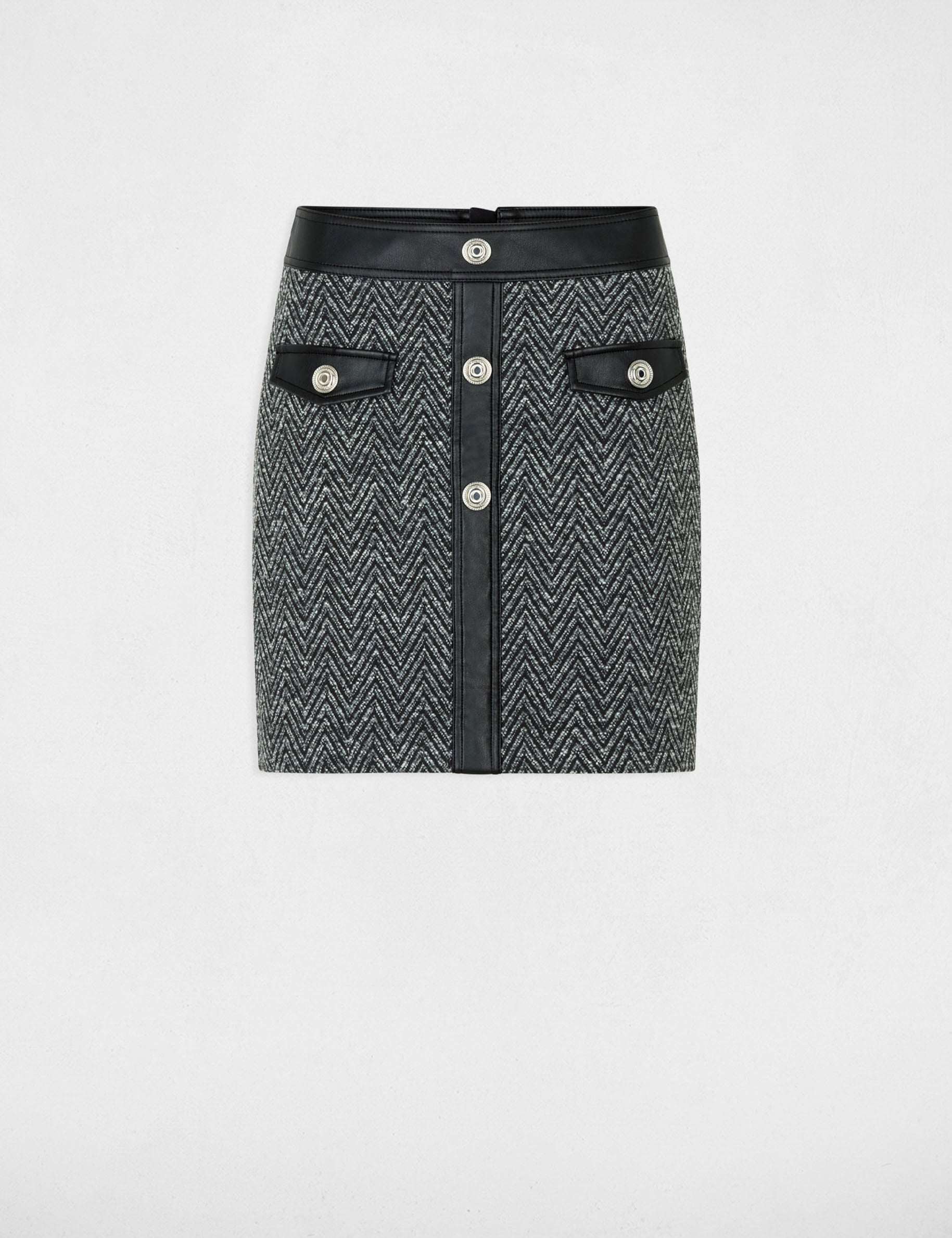 Jupe tweed noir femme