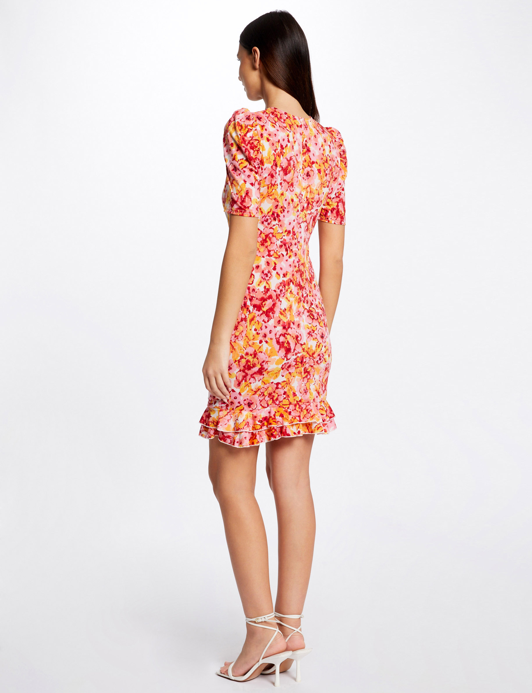 Robe ajustée froncée imprimé floral multico femme Robe ajustée froncée imprimé floral multico femme