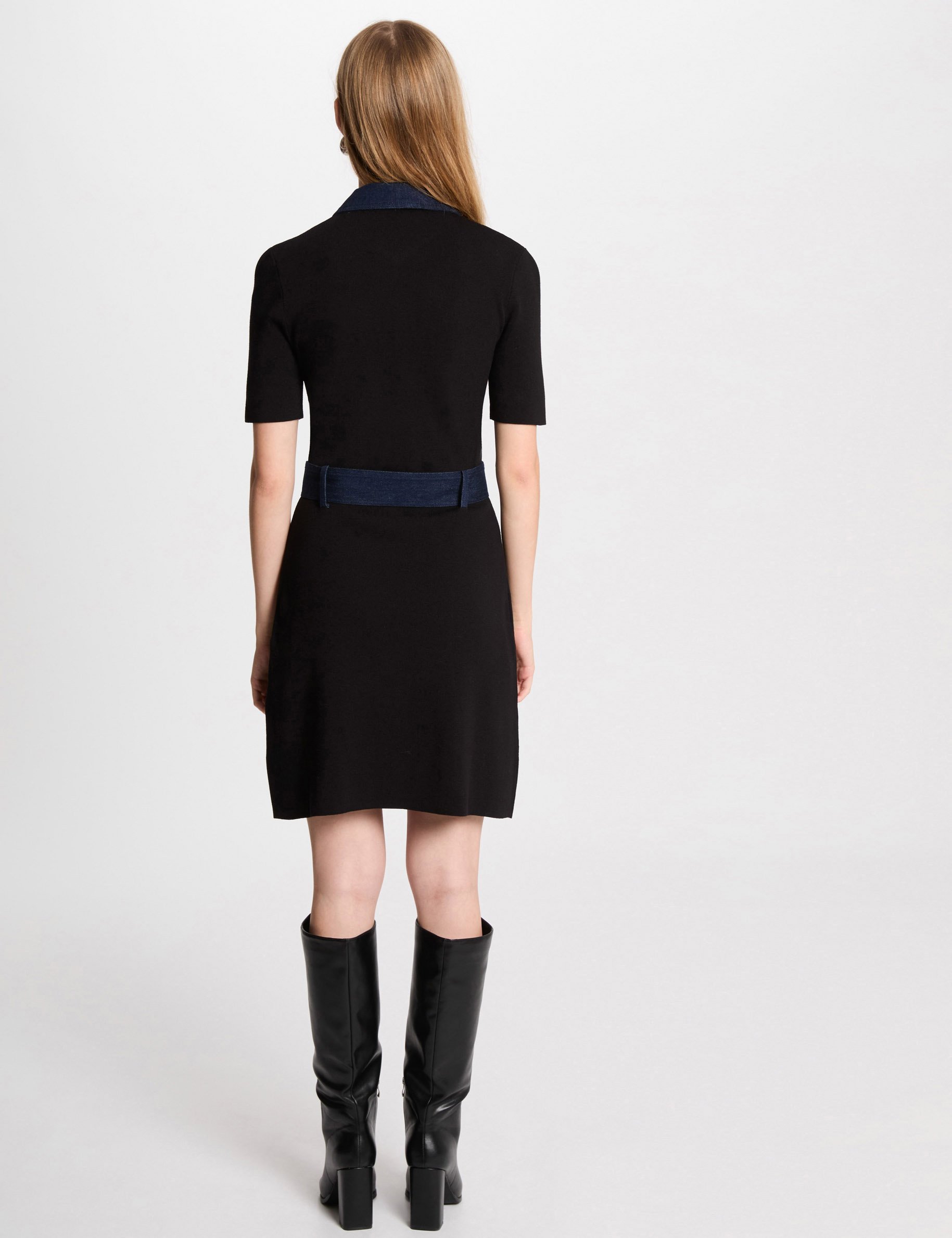 robe tricot courte trapeze noir femme Robe tricot courte trapèze noir femme