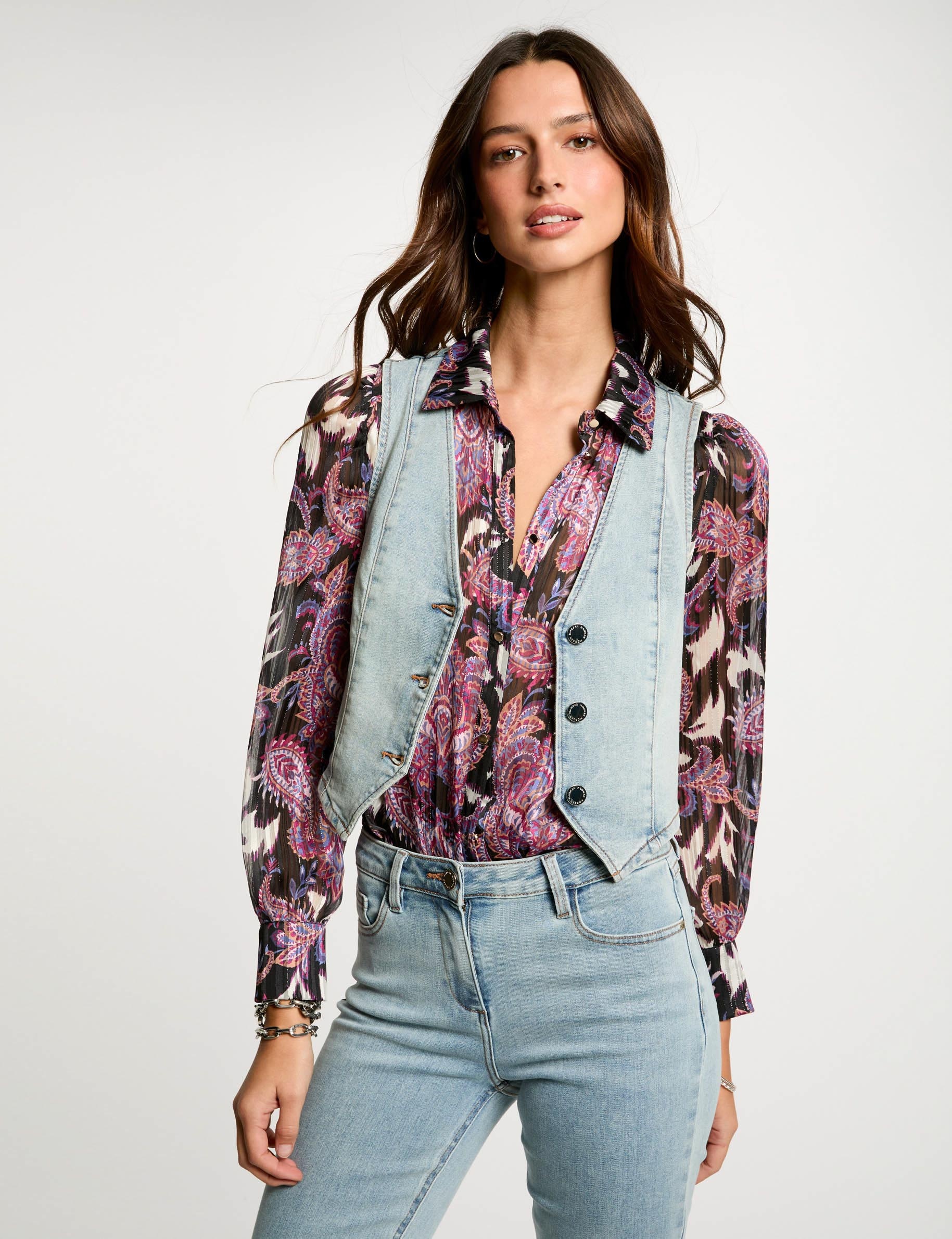 top sans manches en jean denim bleach femme Top sans manches en jean denim bleach femme