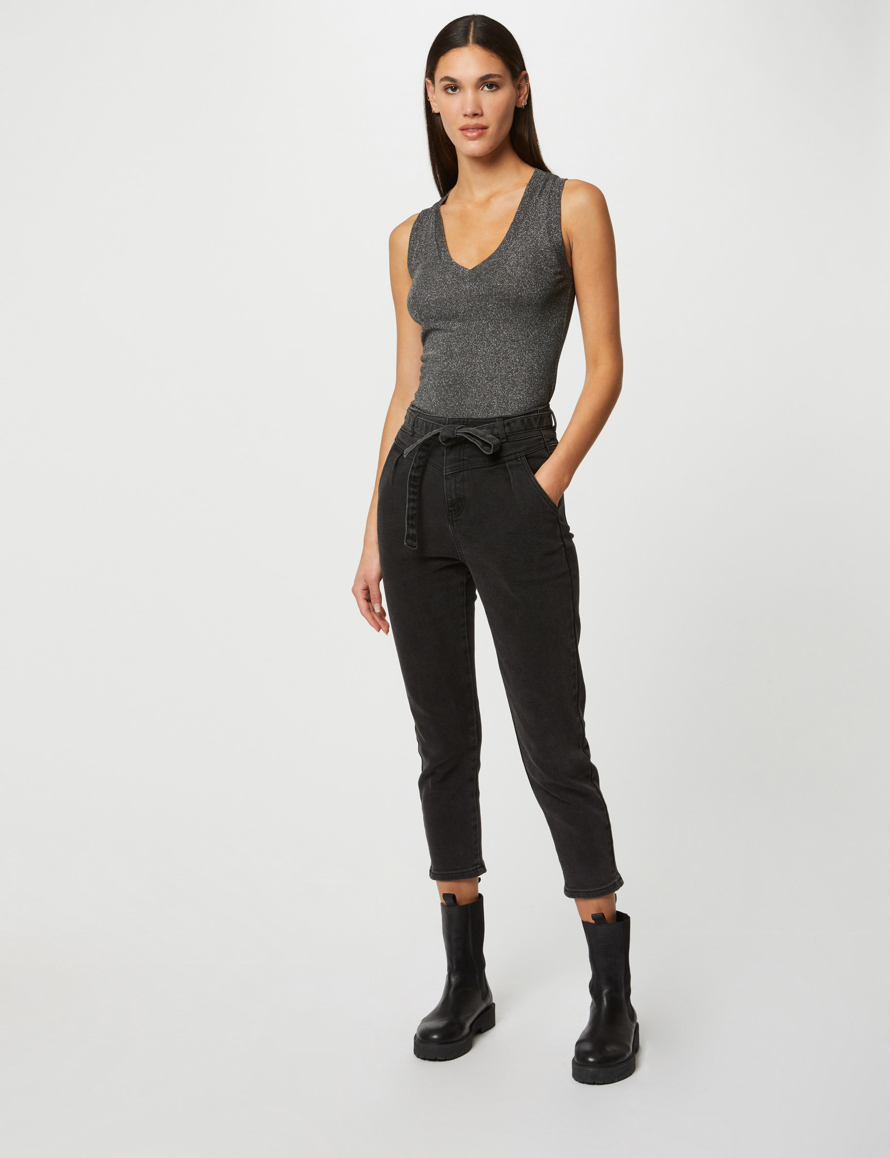 Casa Moda XXL Pull Débardeur Anthracite - Col V Coton Confortable Grande Taille