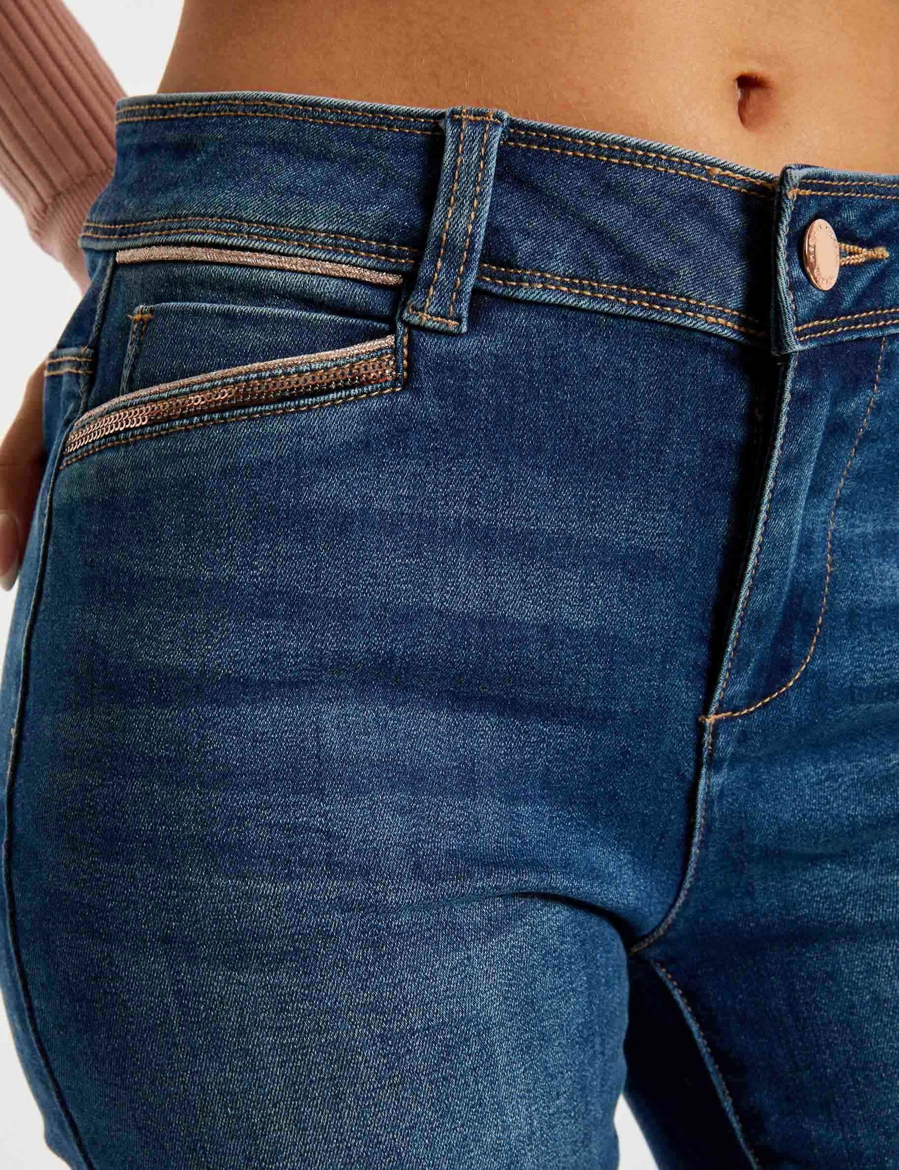 Jeans slim taille standard avec sequins jean stone femme Jeans slim taille standard avec sequins jean stone femme