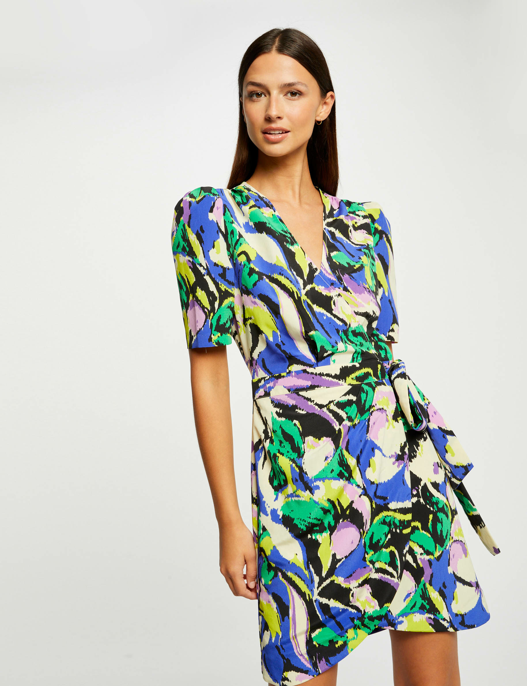 robe portefeuille imprime abstrait multico femme Robe portefeuille imprimé abstrait multico femme
