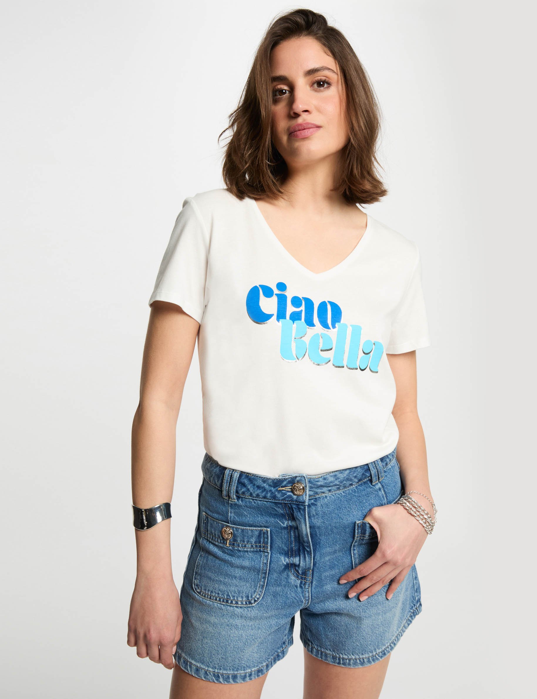 t shirt a inscription blanc femme T-shirt à inscription blanc femme