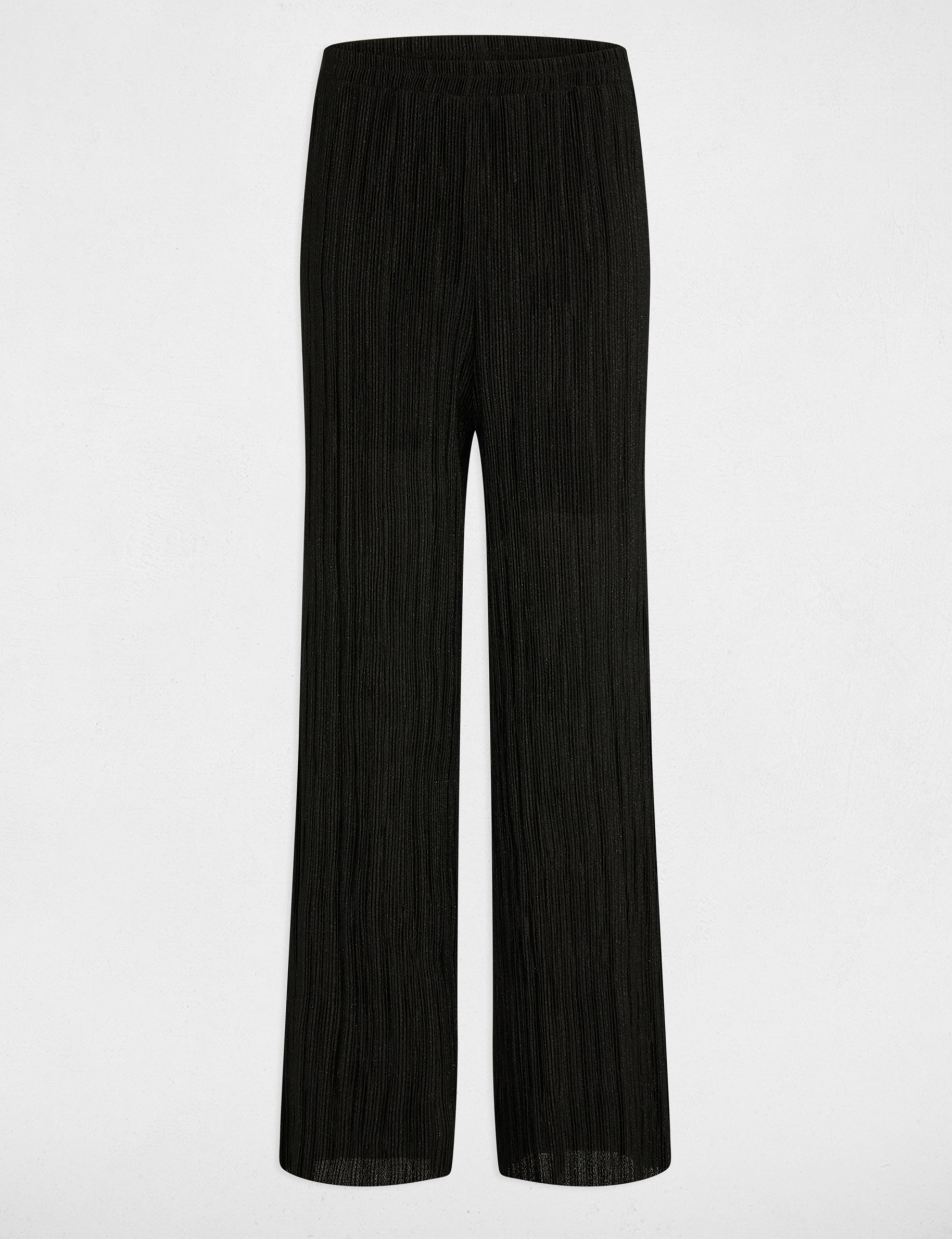 Pantalon large pliss&eacute; noir femme