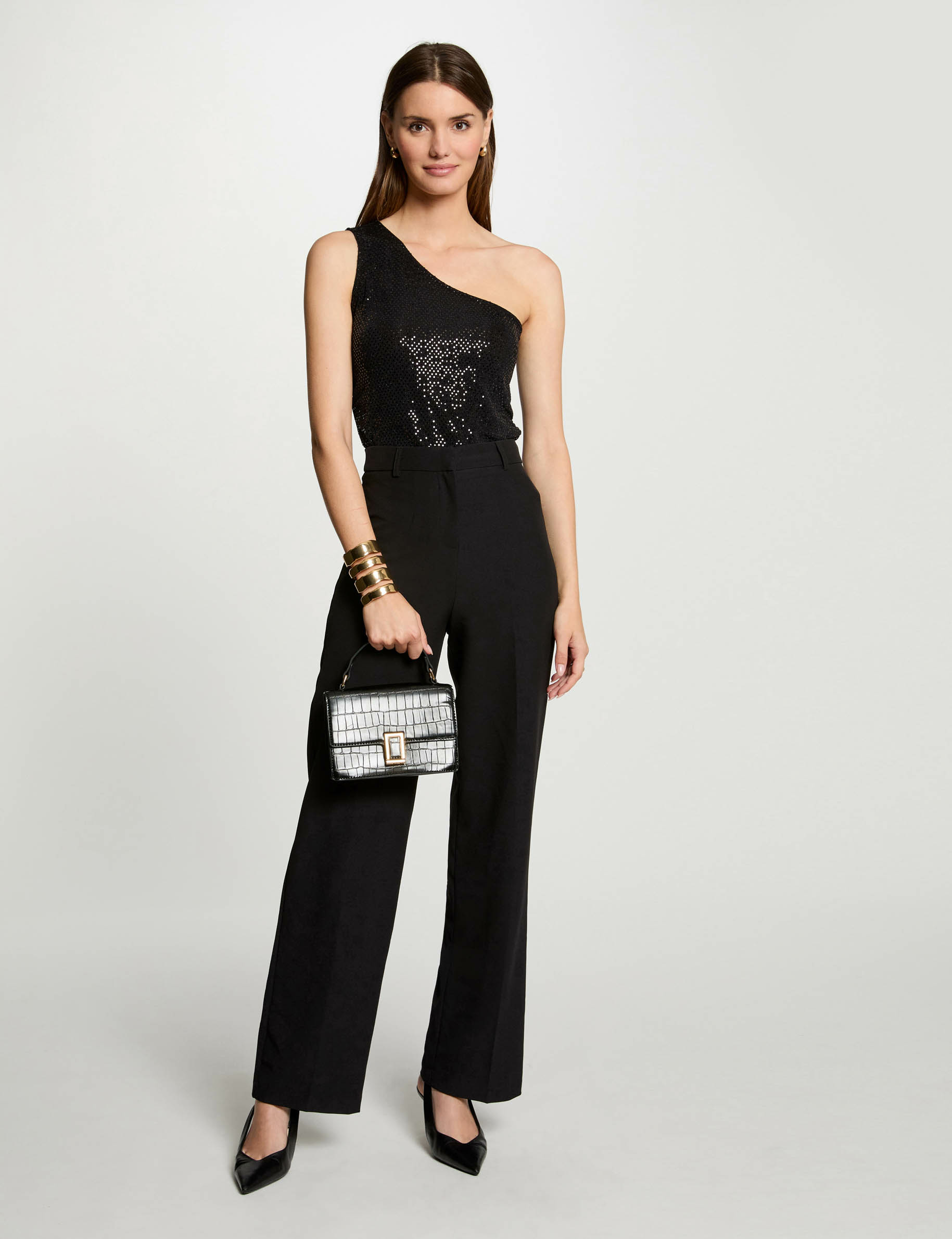 top asymetrique strass noir femme Top asymétrique strass noir femme