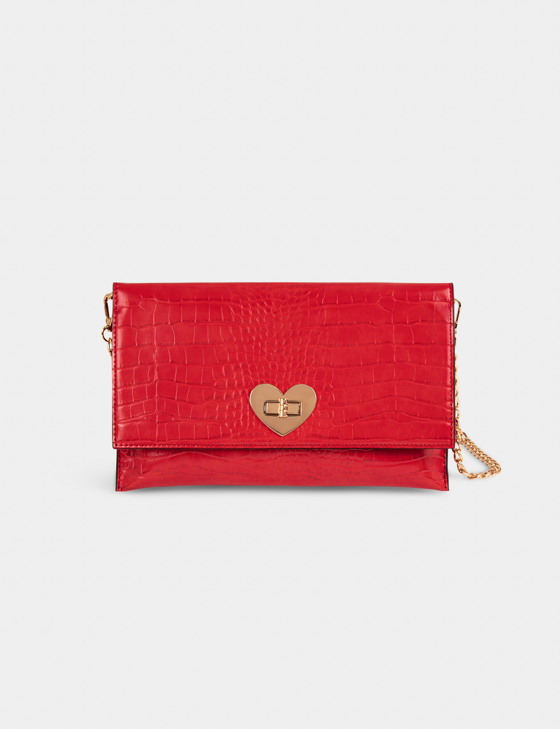 Sac pochette aspect croco rouge femme Sac pochette aspect croco rouge femme