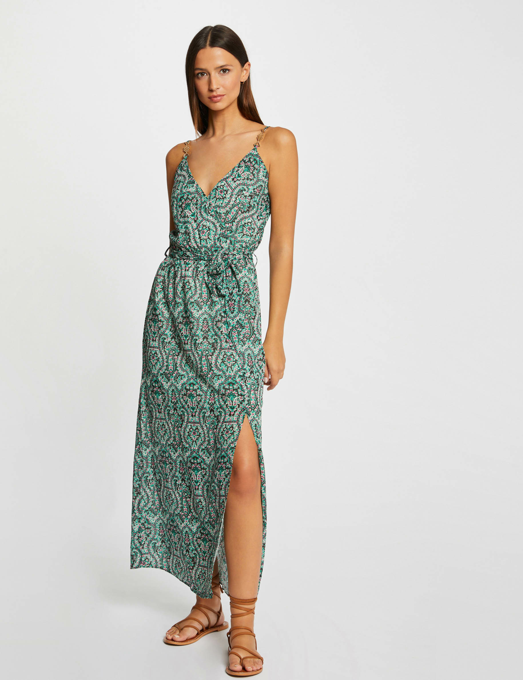 robe longue droite imprime cachemire multico femme Robe longue droite imprimé cachemire multico femme