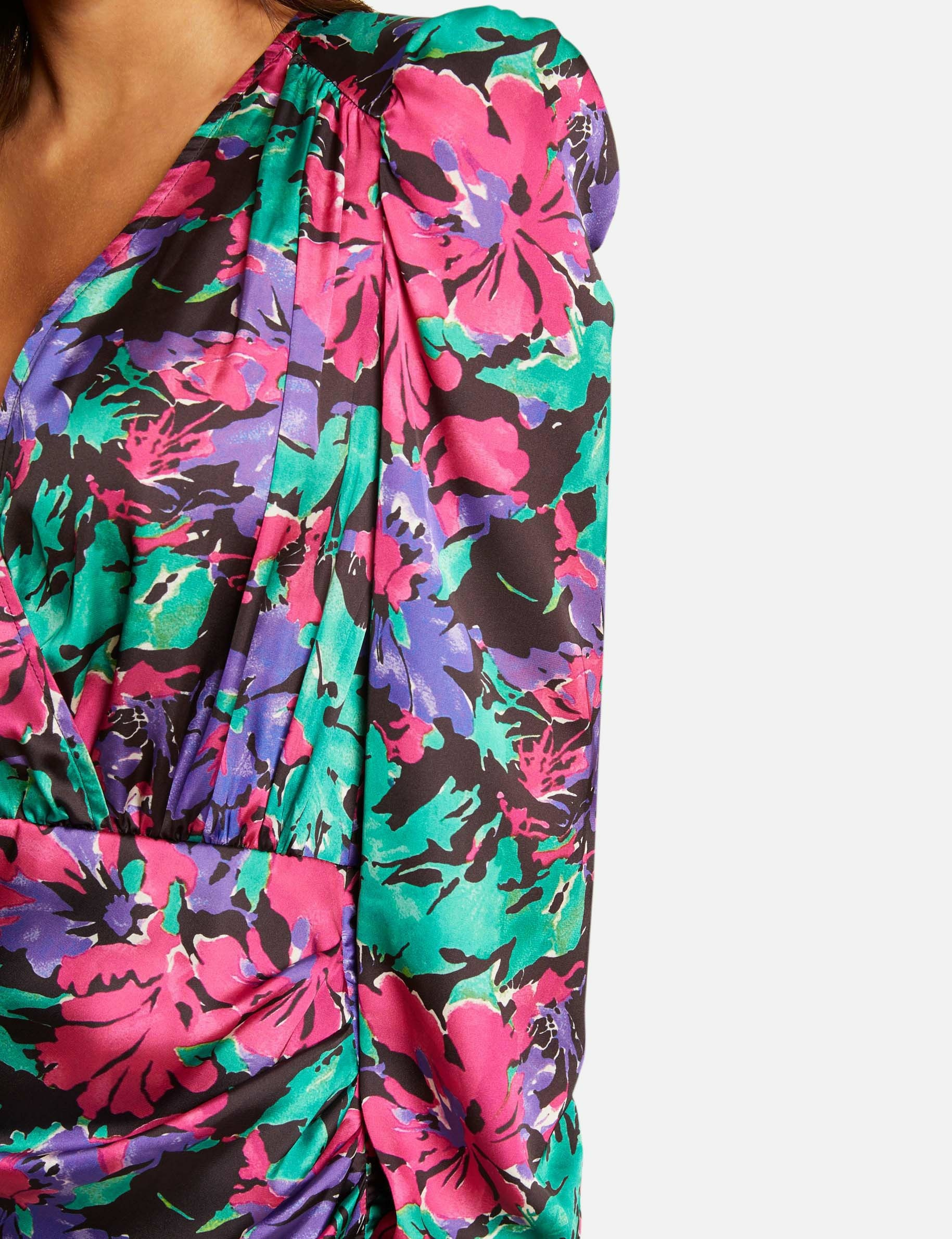 Robe ajustée drapée imprimé floral multico femme