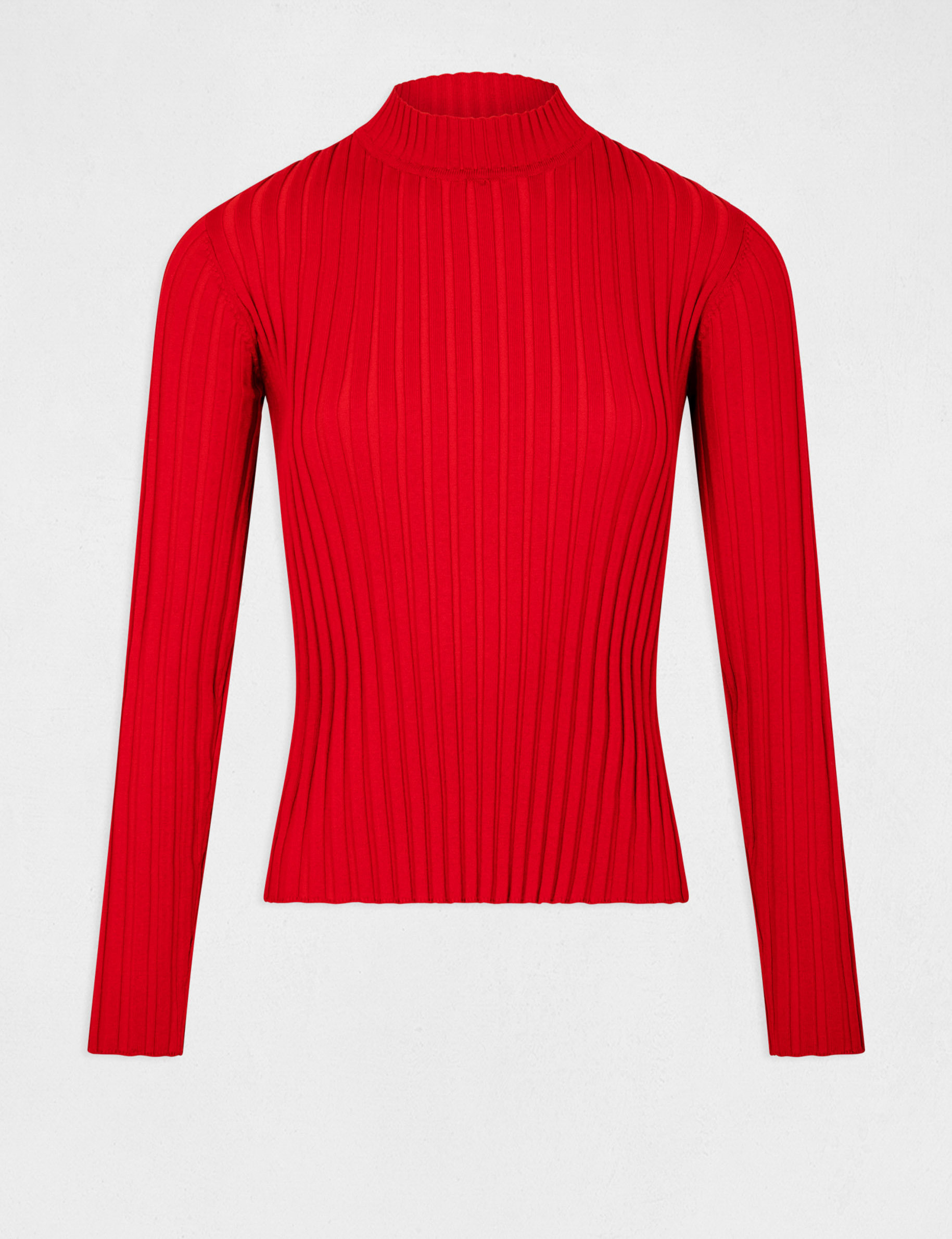 Pull manches longues avec dos ouvert rouge moyen femme