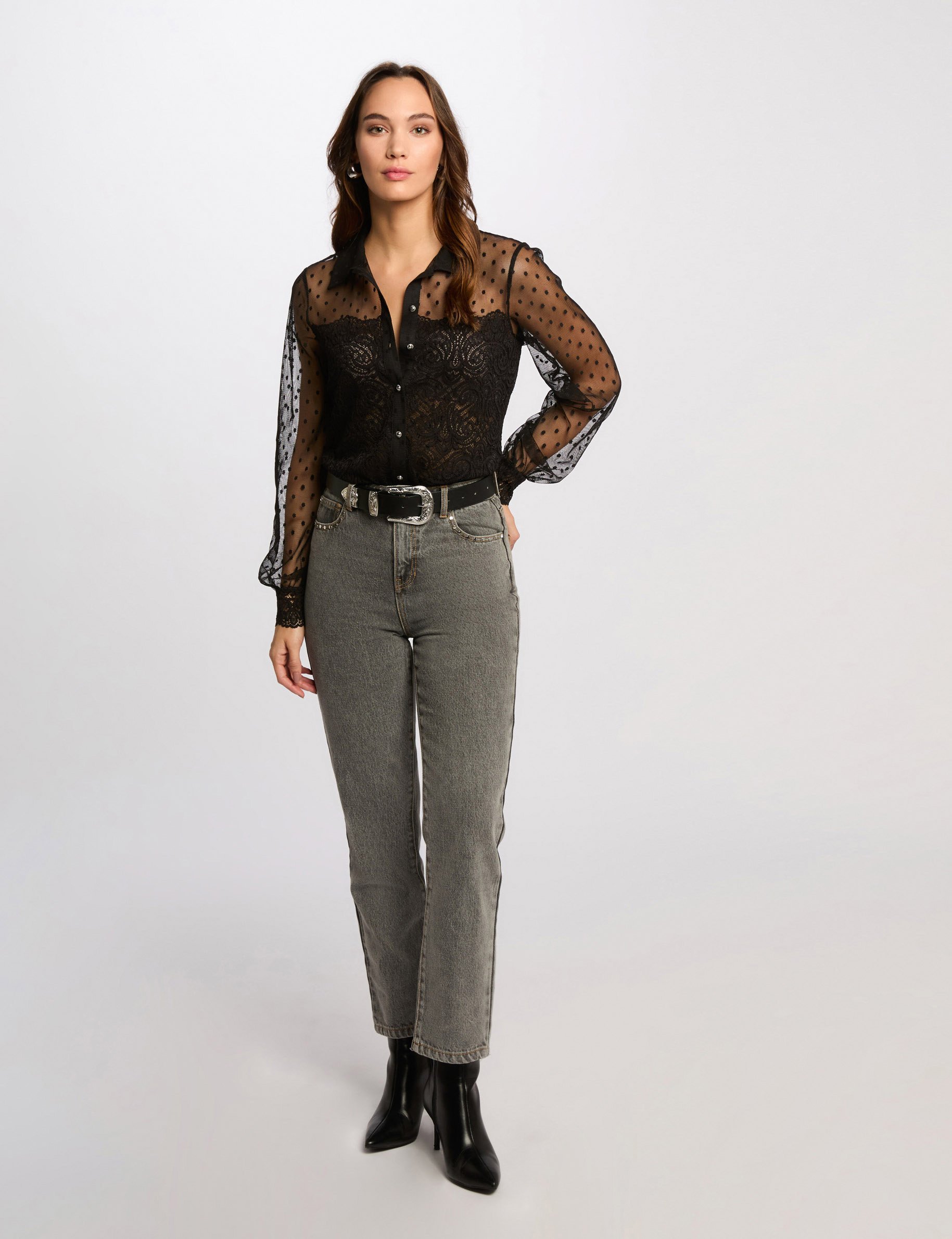t shirt manches longues noir femme T-shirt manches longues noir femme