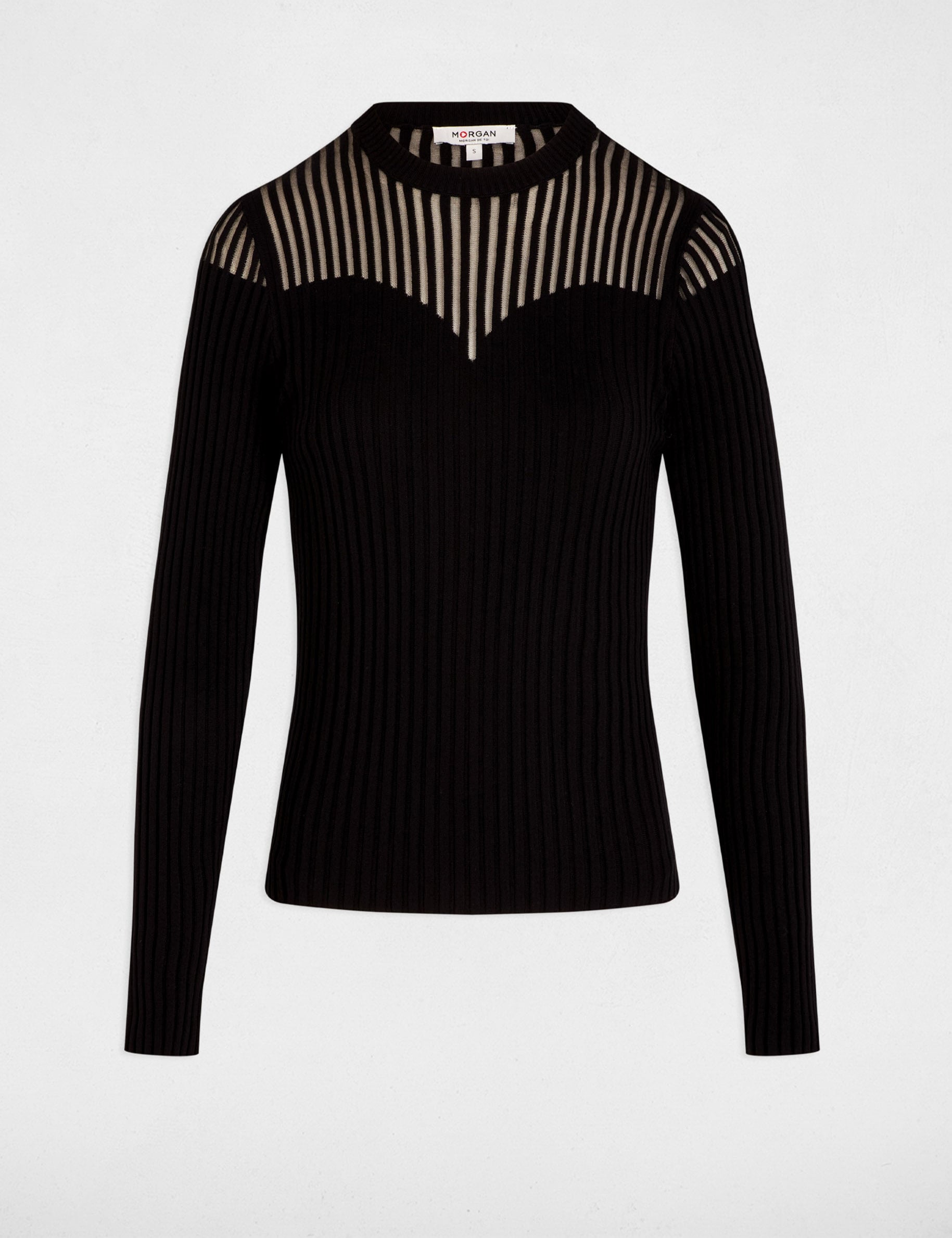 Pull torsad&eacute; cintr&eacute; noir femme