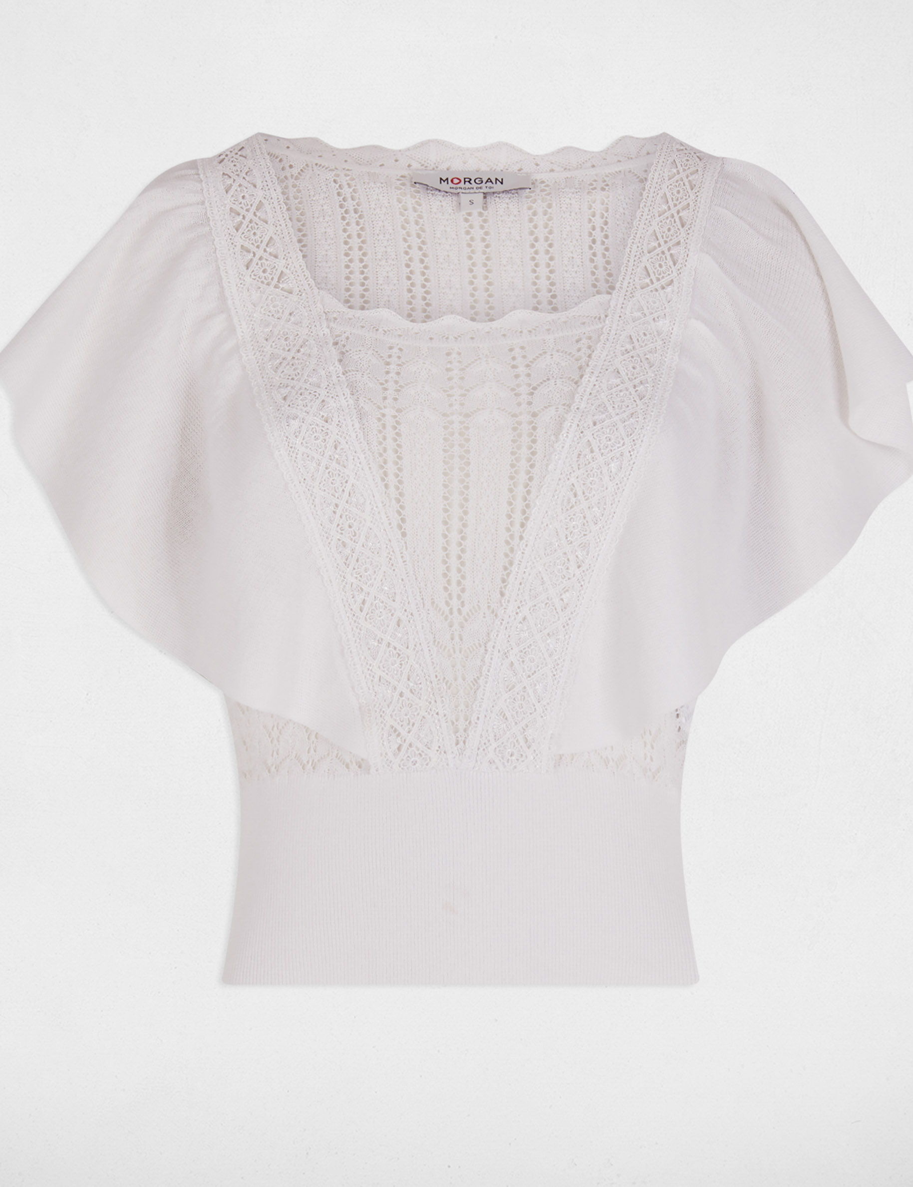 pull manches courtes dentelle ivoire femme Pull manches courtes dentelle ivoire femme