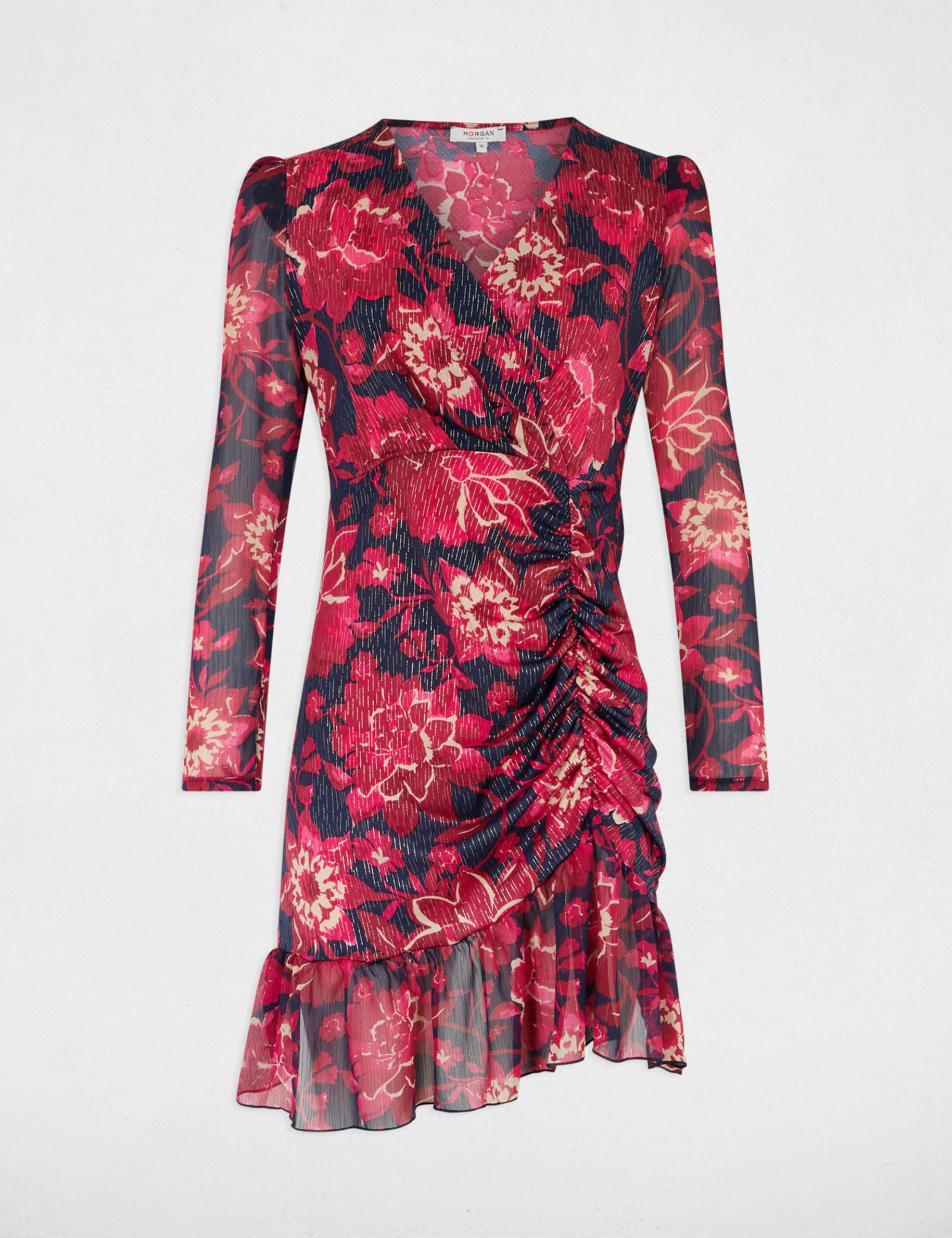 Robe courte ajustée imprimée multicolore femme Morgan