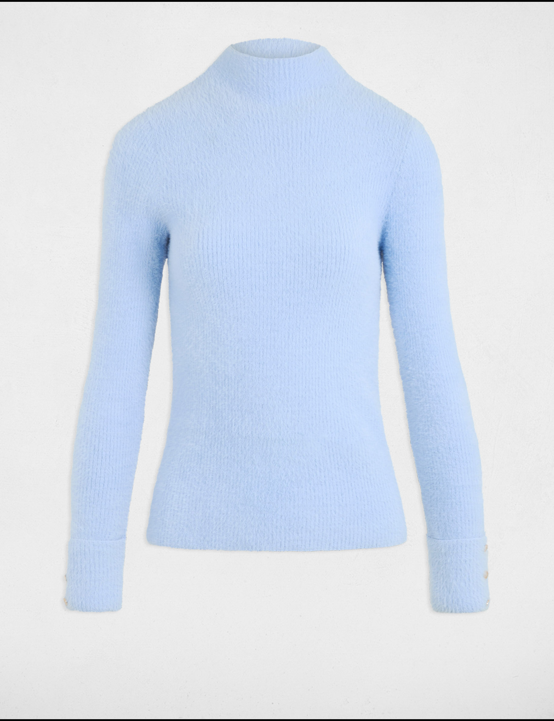 pull manches longues maille duveteuse bleu ciel femme Pull manches longues maille duveteuse bleu ciel femme
