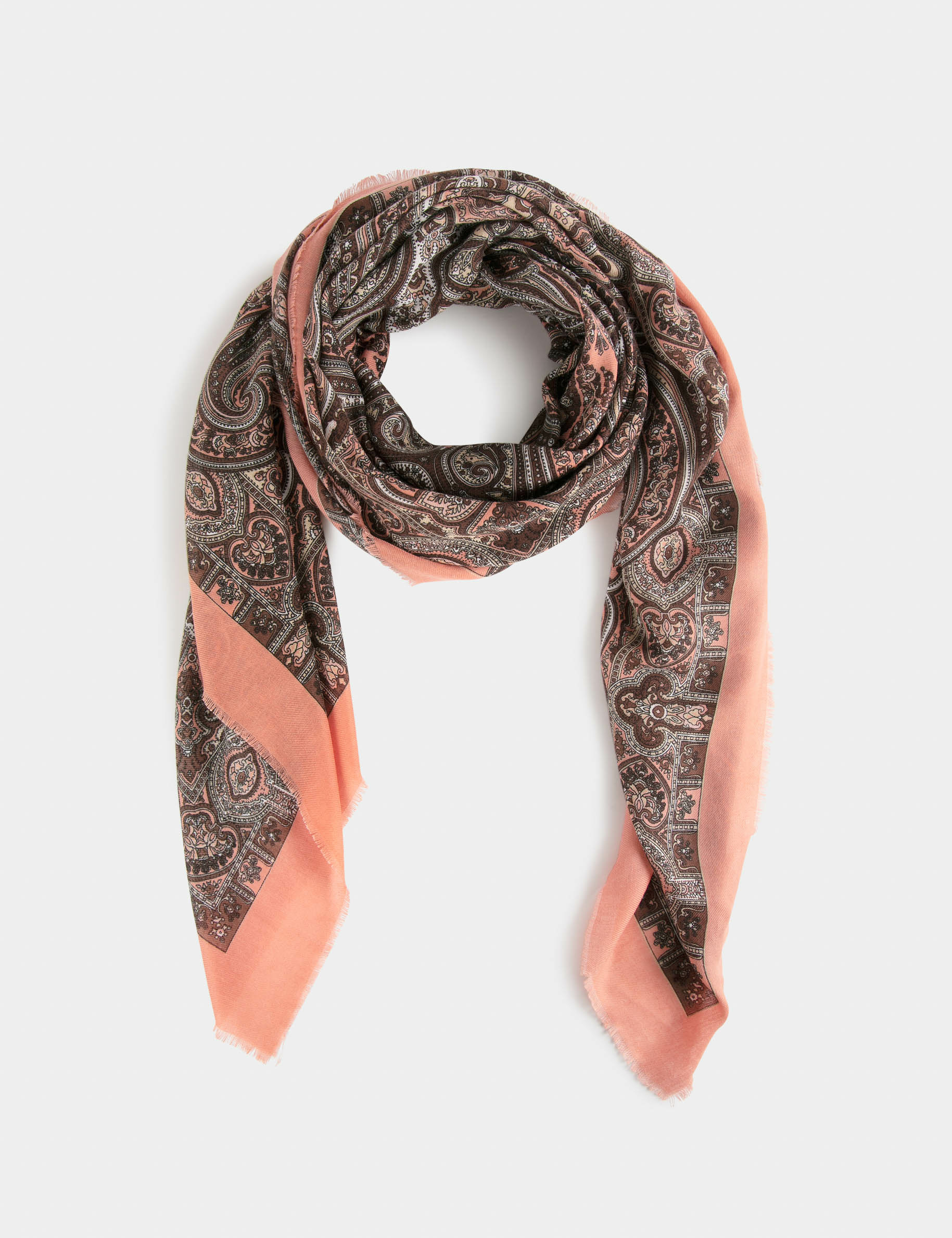 Foulard imprimé cachemire orange femme Foulard imprimé cachemire orange femme