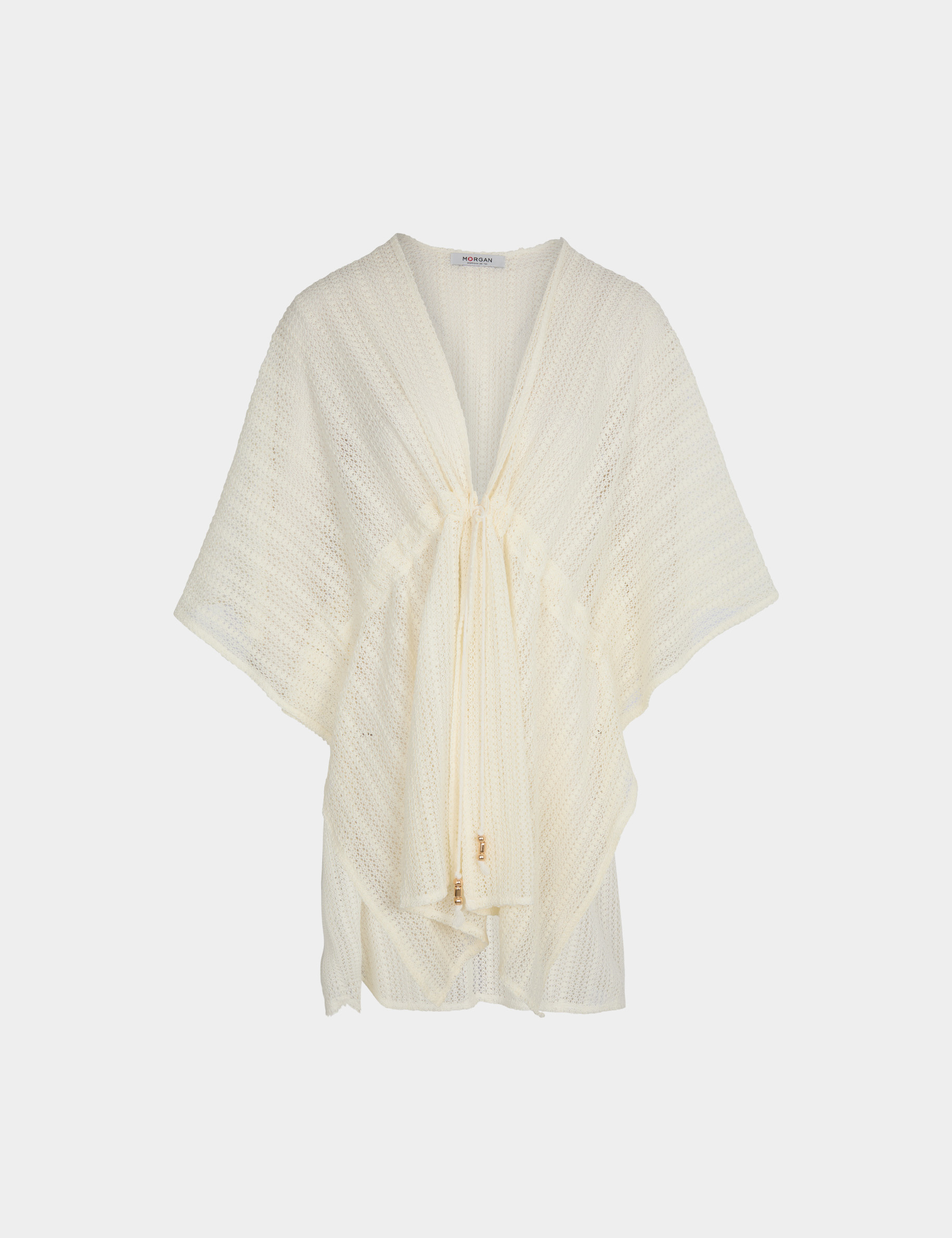 Poncho col v blanc femme