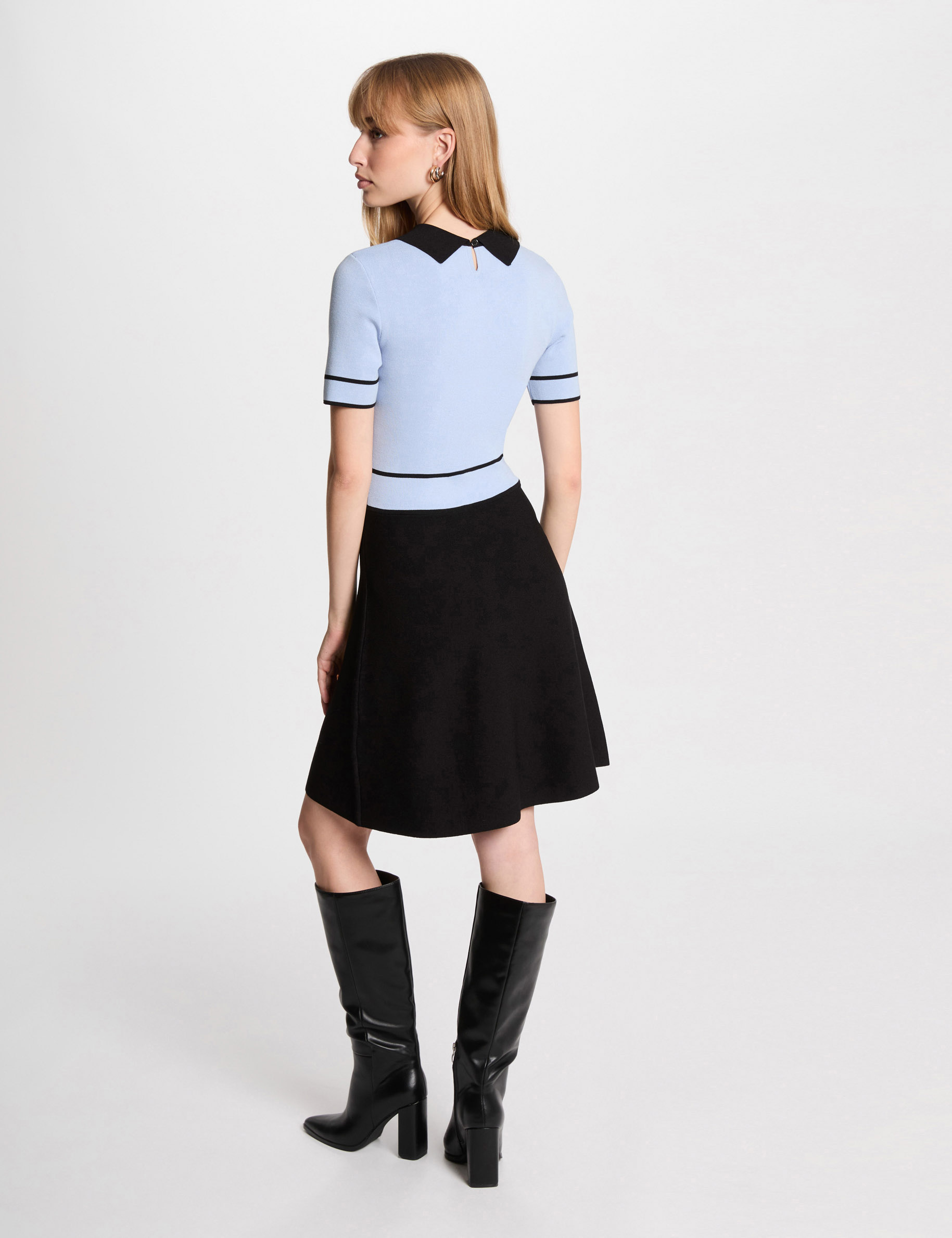 robe tricot courte trapeze bleu ciel femme Robe tricot courte trapèze bleu ciel femme