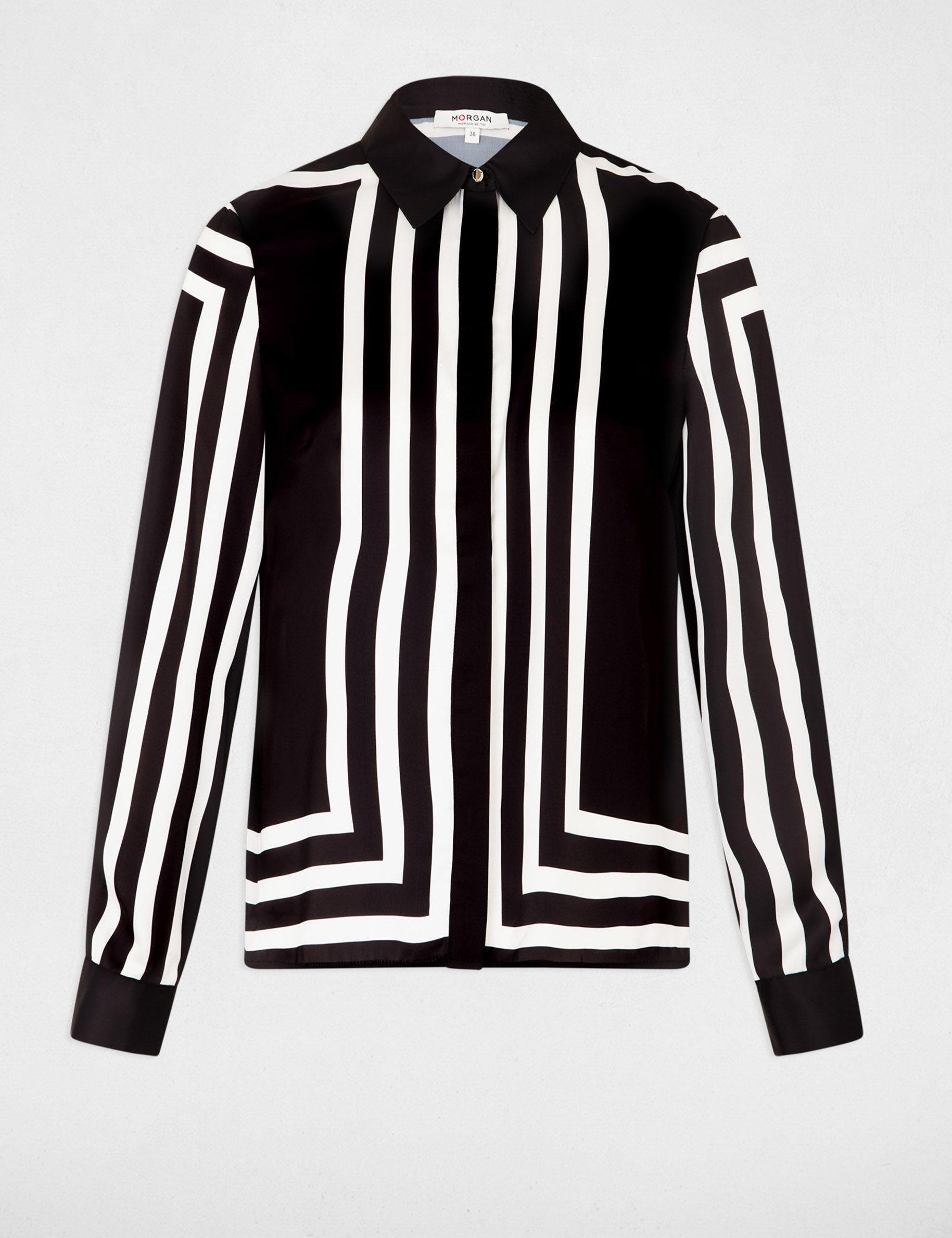 chemise manches longues rayee noir femme Chemise manches longues rayée noir femme
