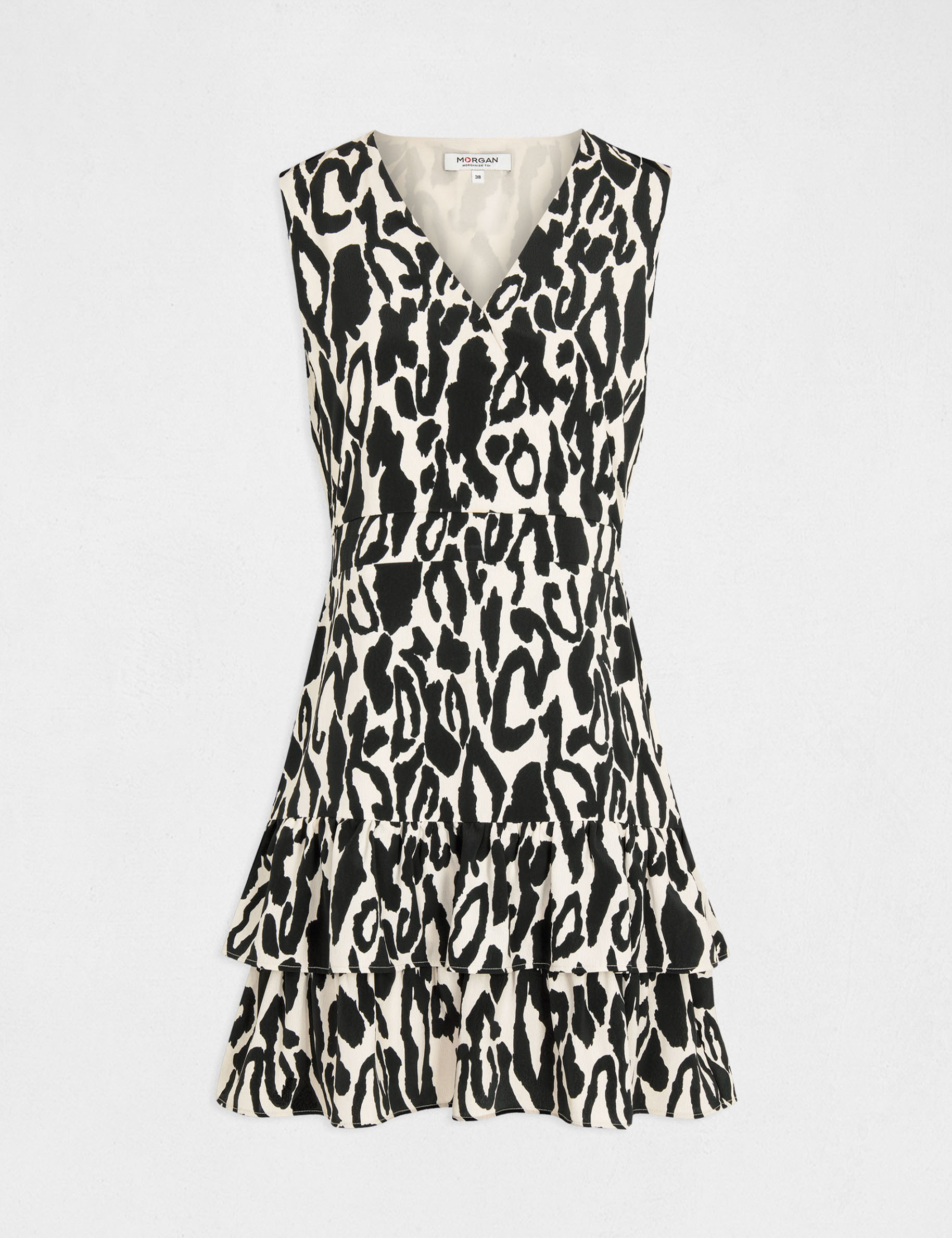 robe cintree a volants imprime animalier multico femme Robe cintrée à volants imprimé animalier multico femme