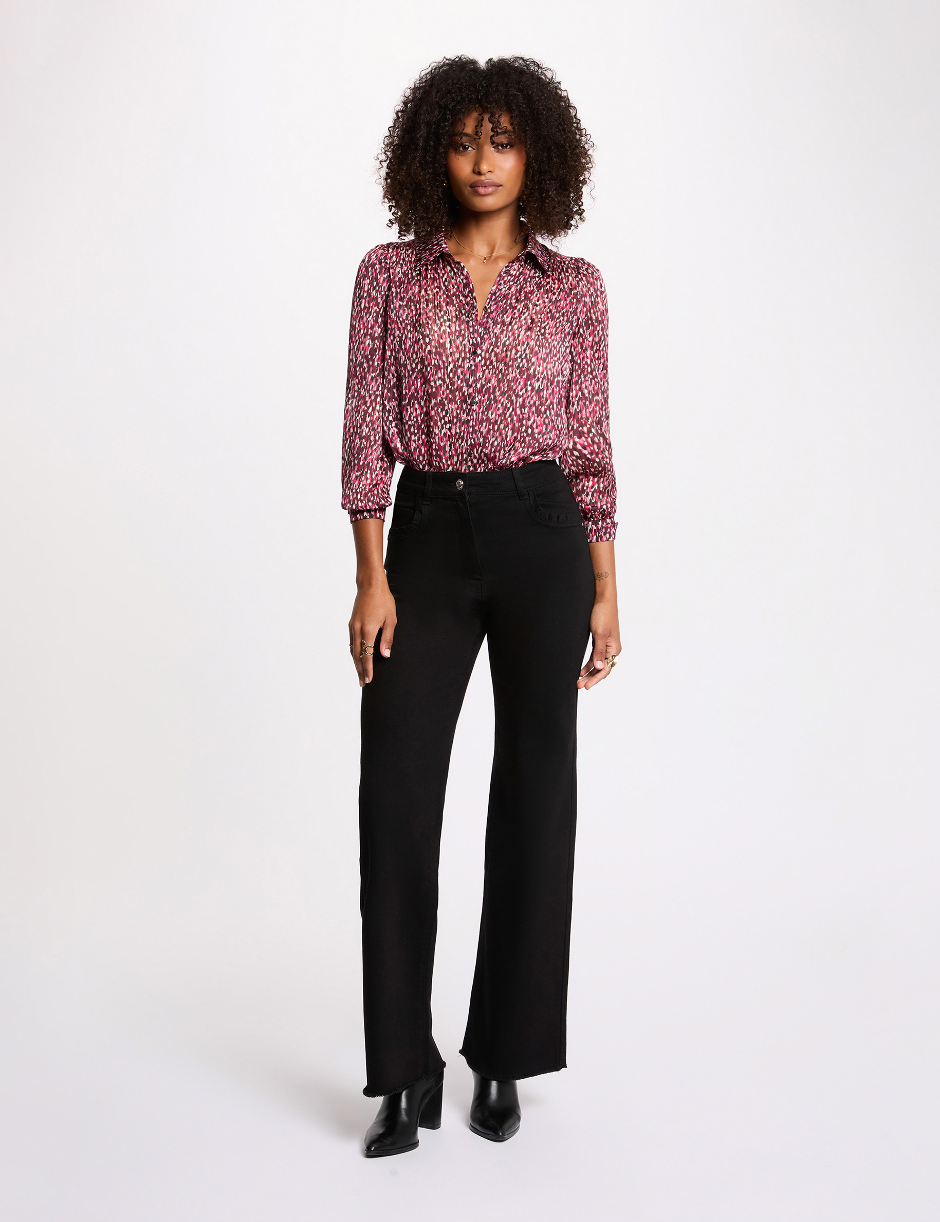 Chemise voile imprim&eacute;e multicolore femme